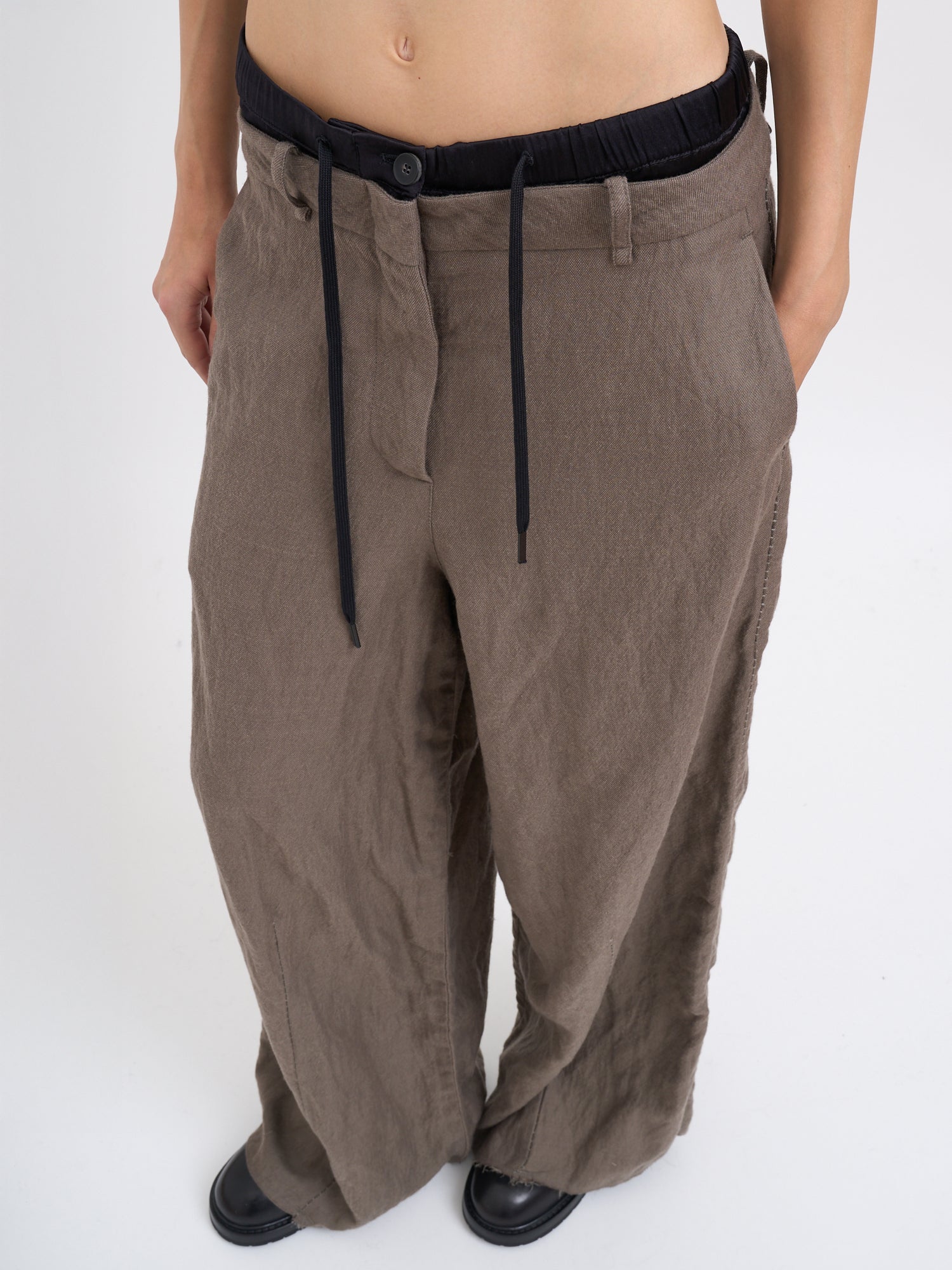 MASNADA Oversized Wool Trousers with Double Waist - Size S