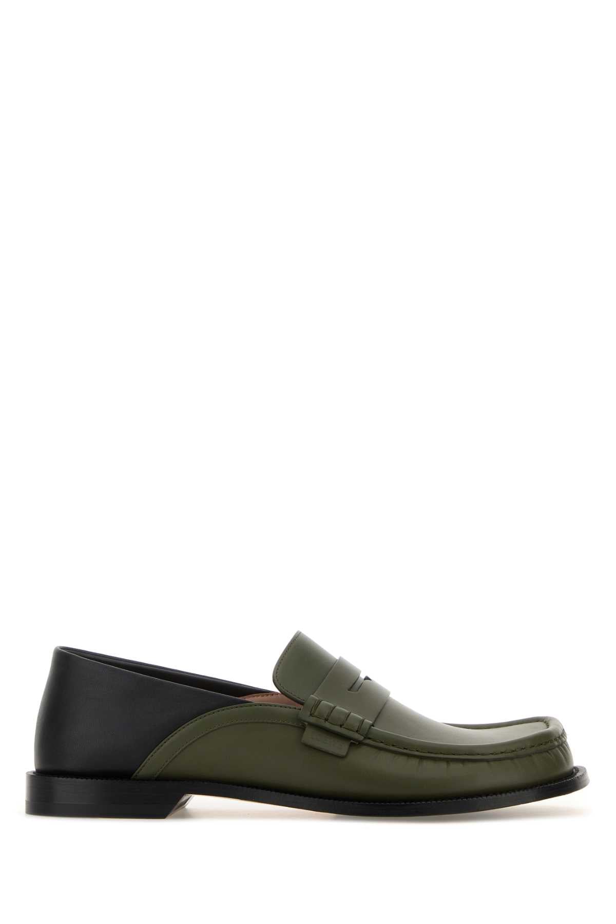 LOEWE Two-Tone Leather Campo Flap Loafers for Men