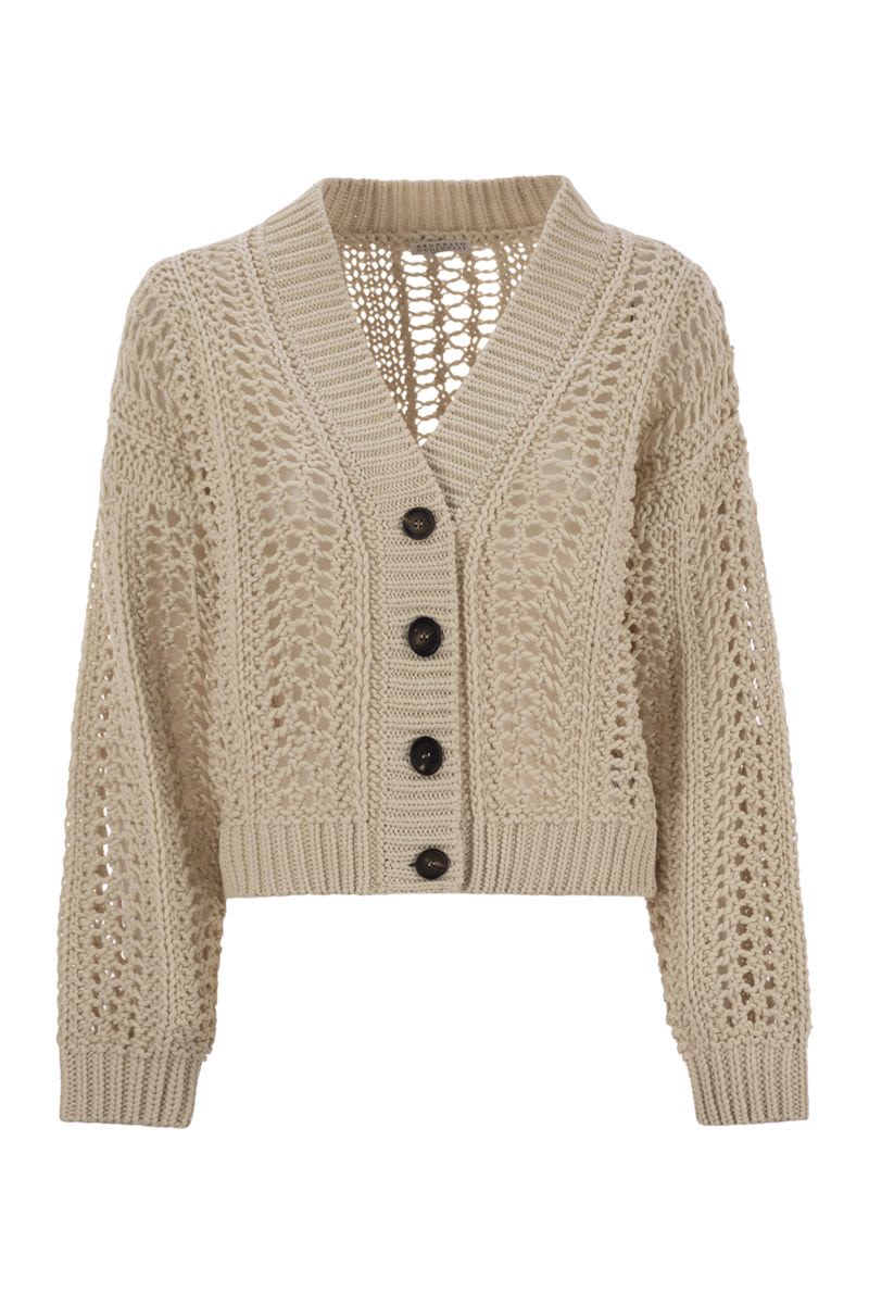 BRUNELLO CUCINELLI Ribbed Cotton Net Cardigan