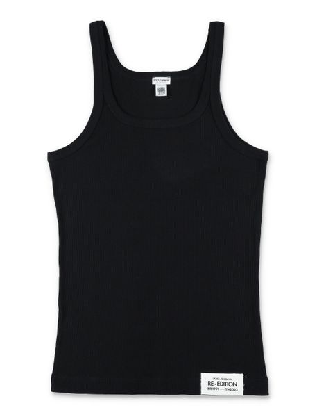 DOLCE & GABBANA Logo Patch Cotton Tank Top