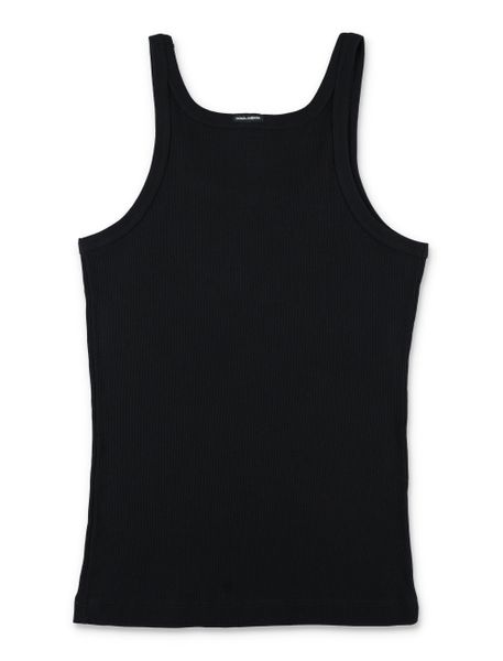 DOLCE & GABBANA Logo Patch Cotton Tank Top