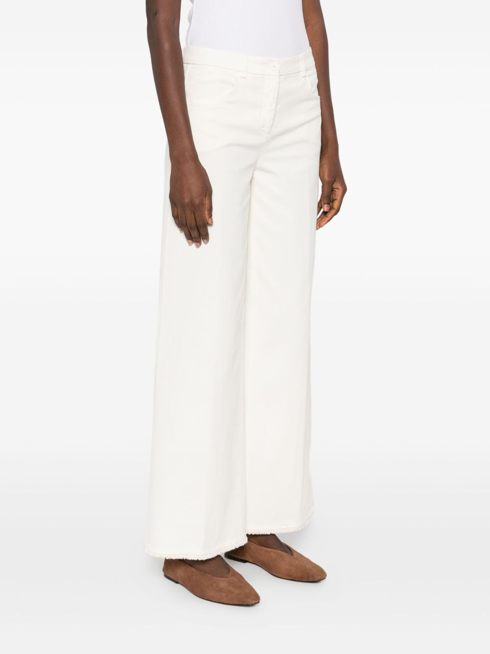 VIA MASINI 80 Wide-Leg Trousers with Frayed Hem for Women