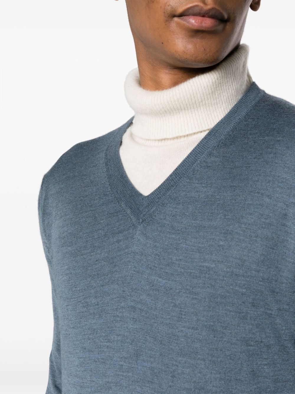 COLOMBO Men's V Neck Cashmere Blend Sweater