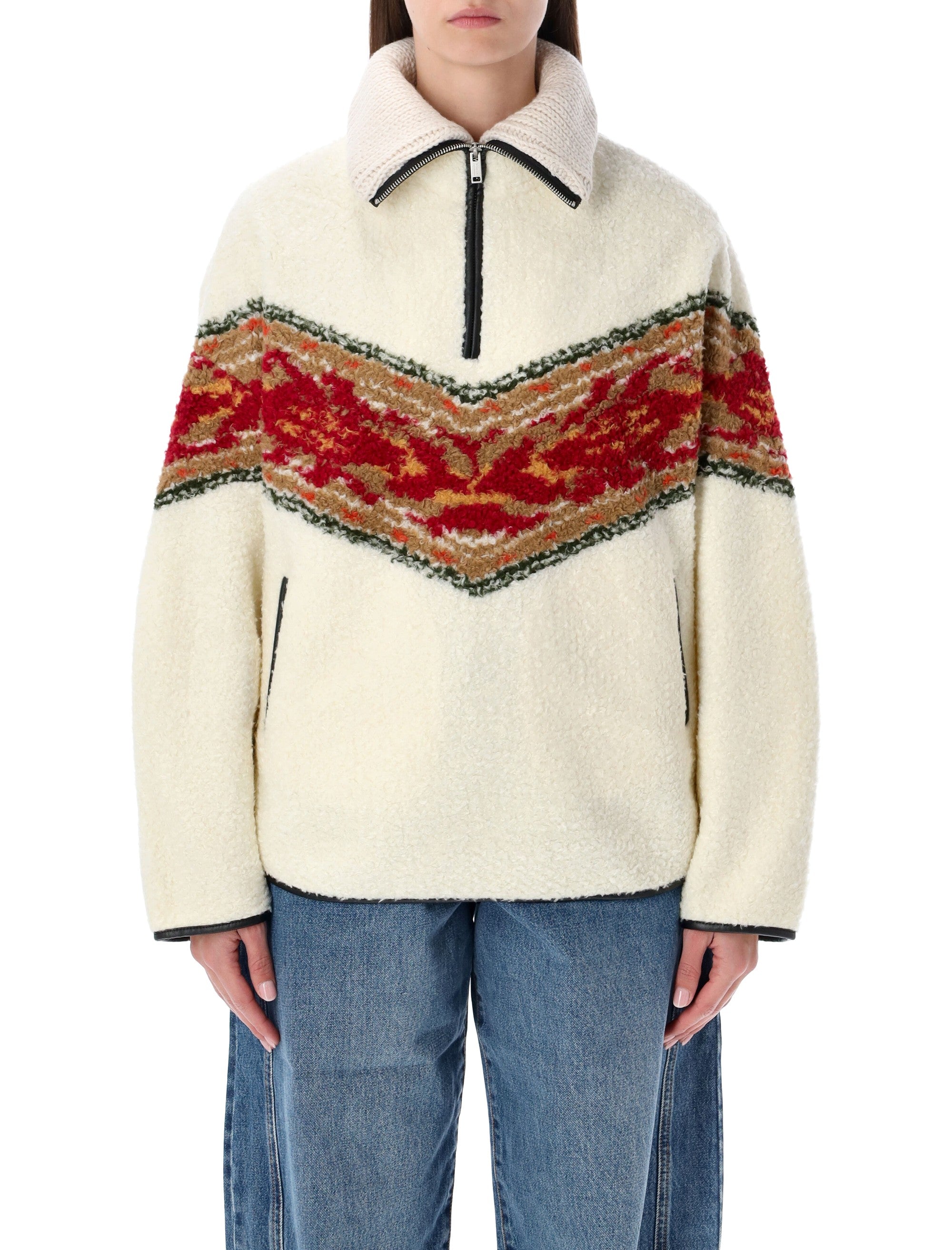 ISABEL MARANT ETOILE High Collar Jacquard Fleece for Women - Size 36