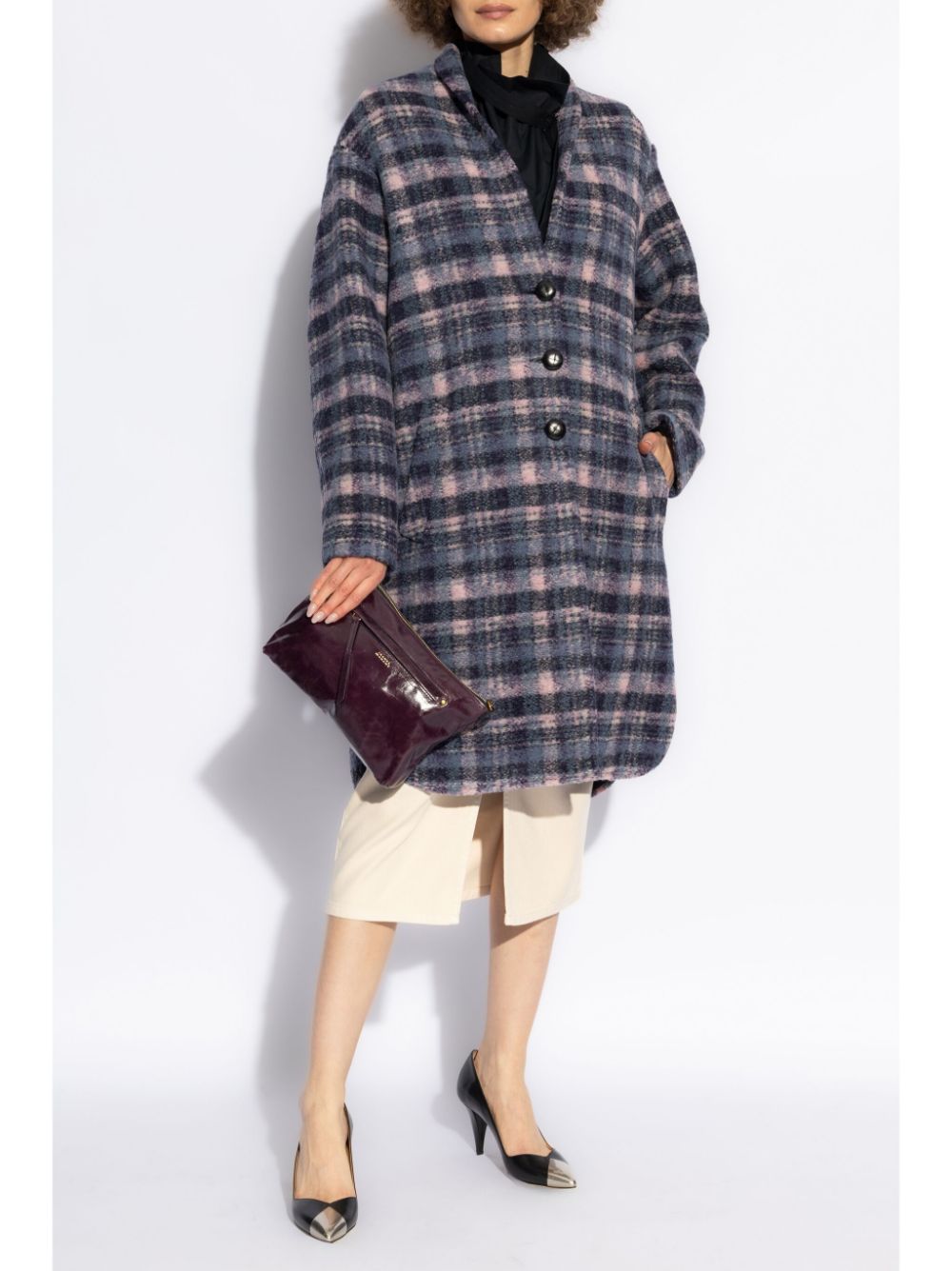 ISABEL MARANT ETOILE Wool Blend Jacket with Check Pattern and Slits