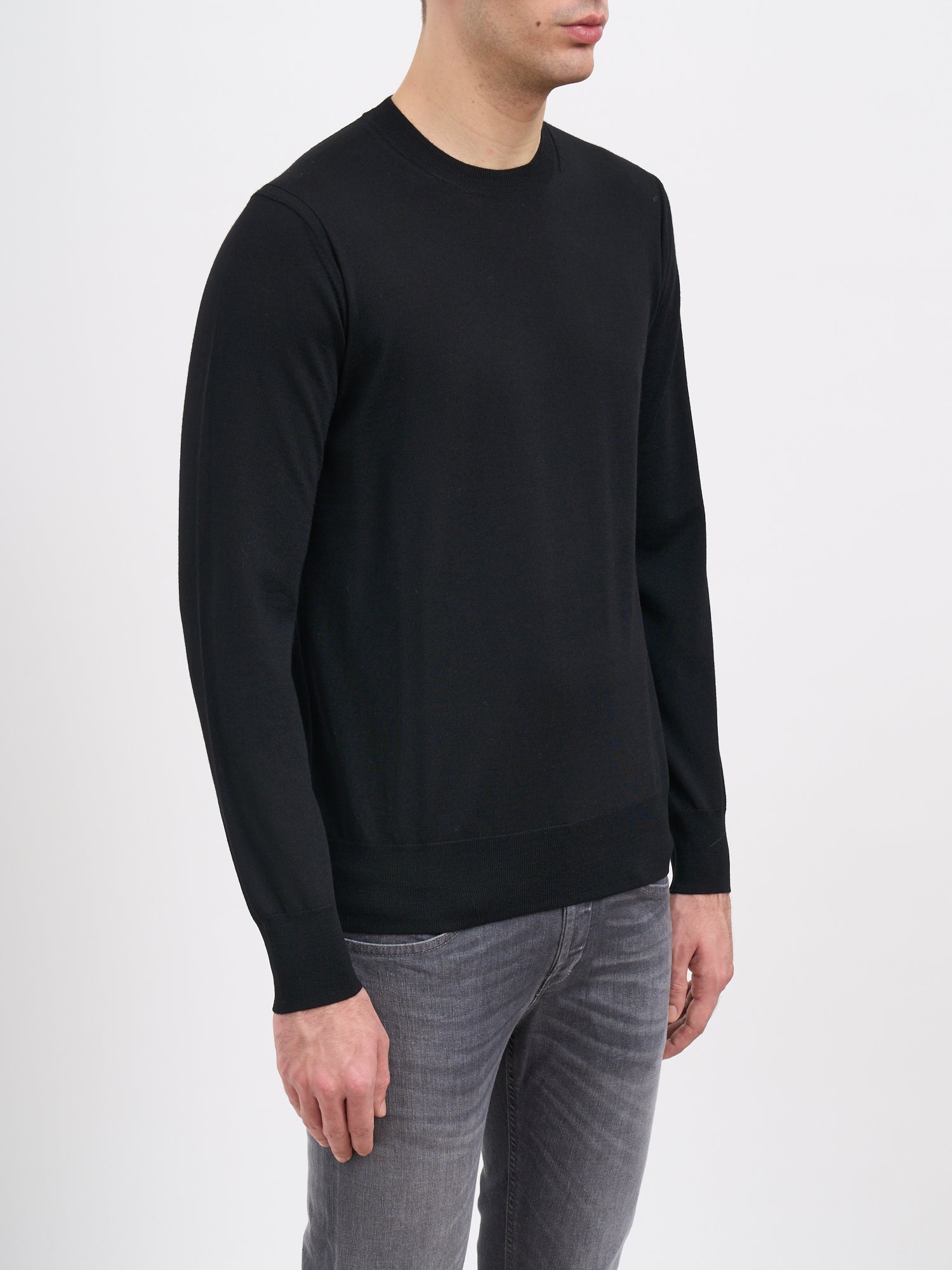 PAOLO PECORA Men's Crew Neck Wool Sweater - Size Medium