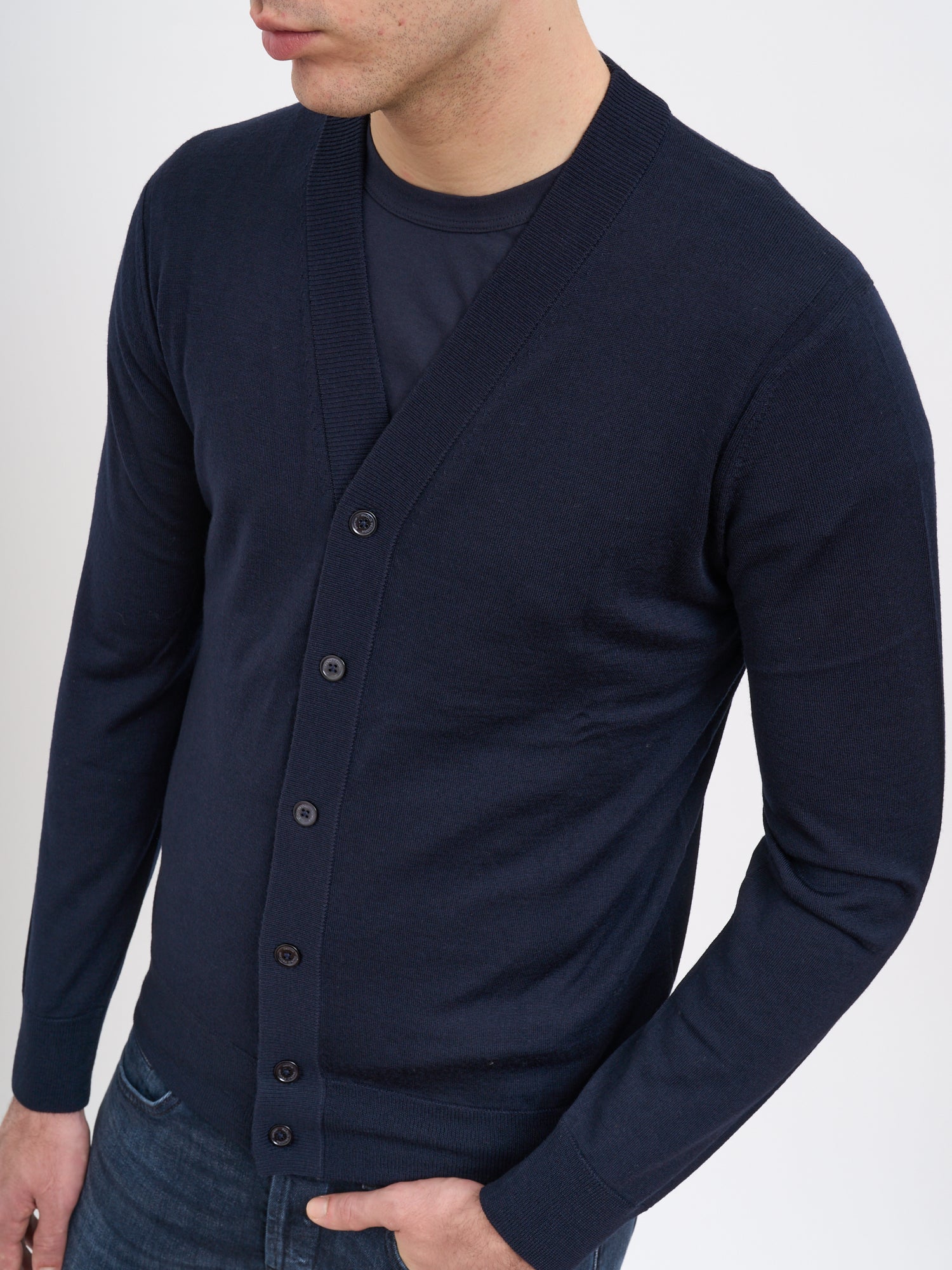 PAOLO PECORA V-Neck Virgin Wool Cardigan - Men’s Size