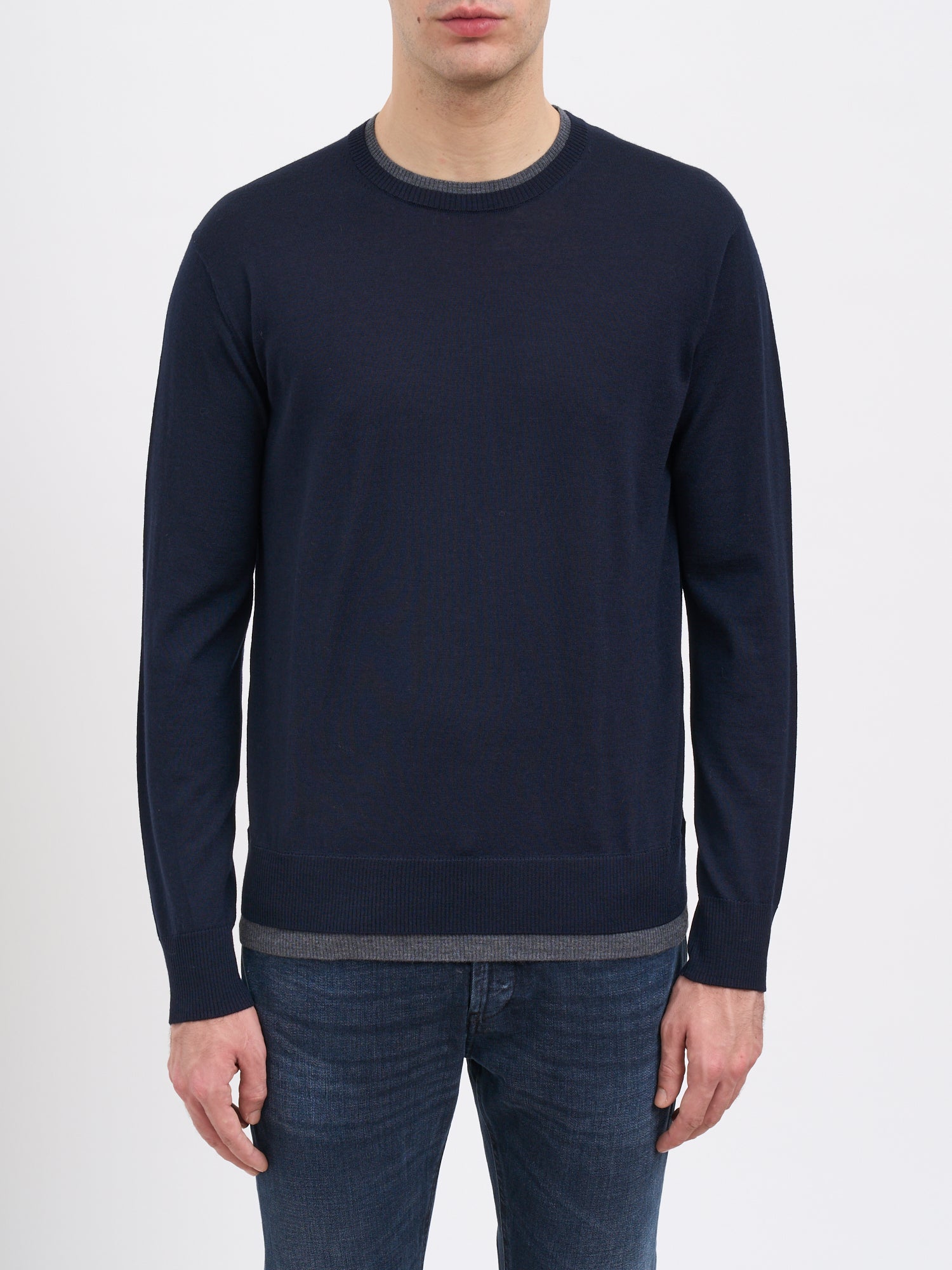 PAOLO PECORA Crew Neck Virgin Wool Sweater - Size Medium