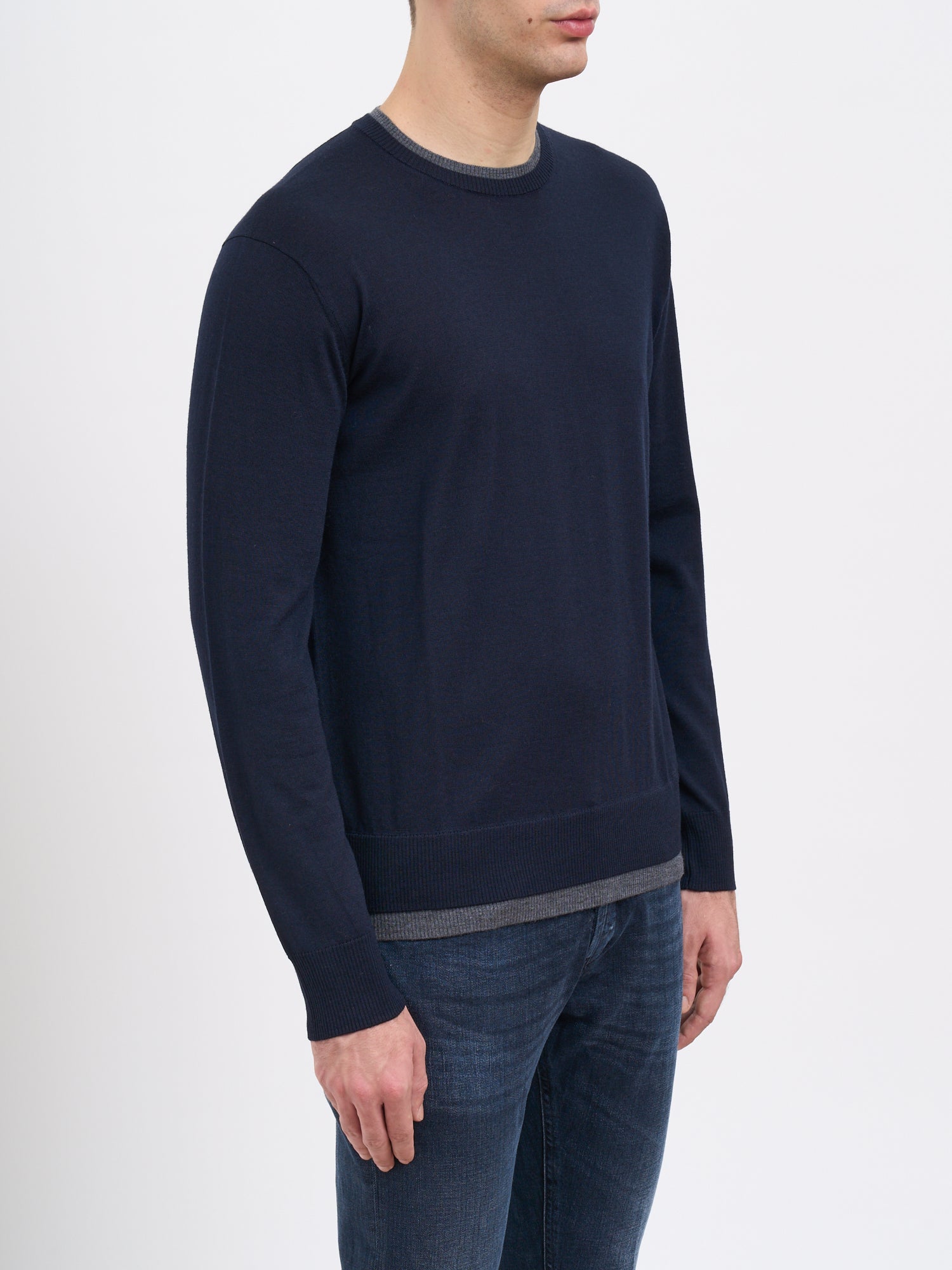 PAOLO PECORA Crew Neck Virgin Wool Sweater - Size Medium