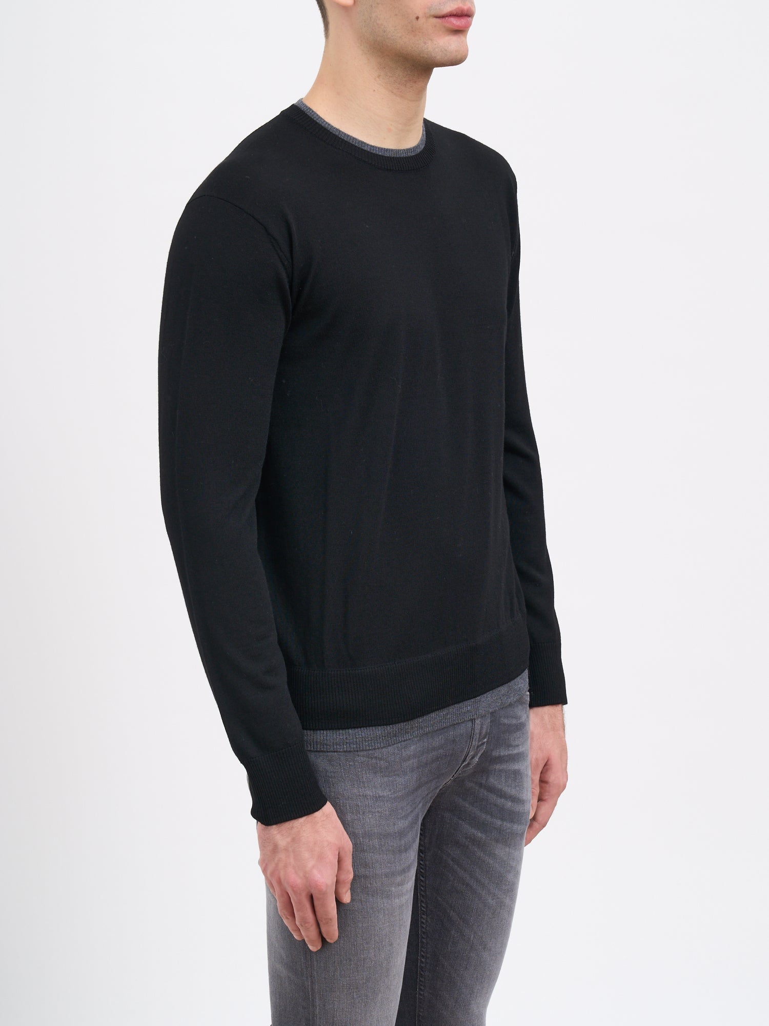 PAOLO PECORA Crew Neck Wool Sweater in Medium Size