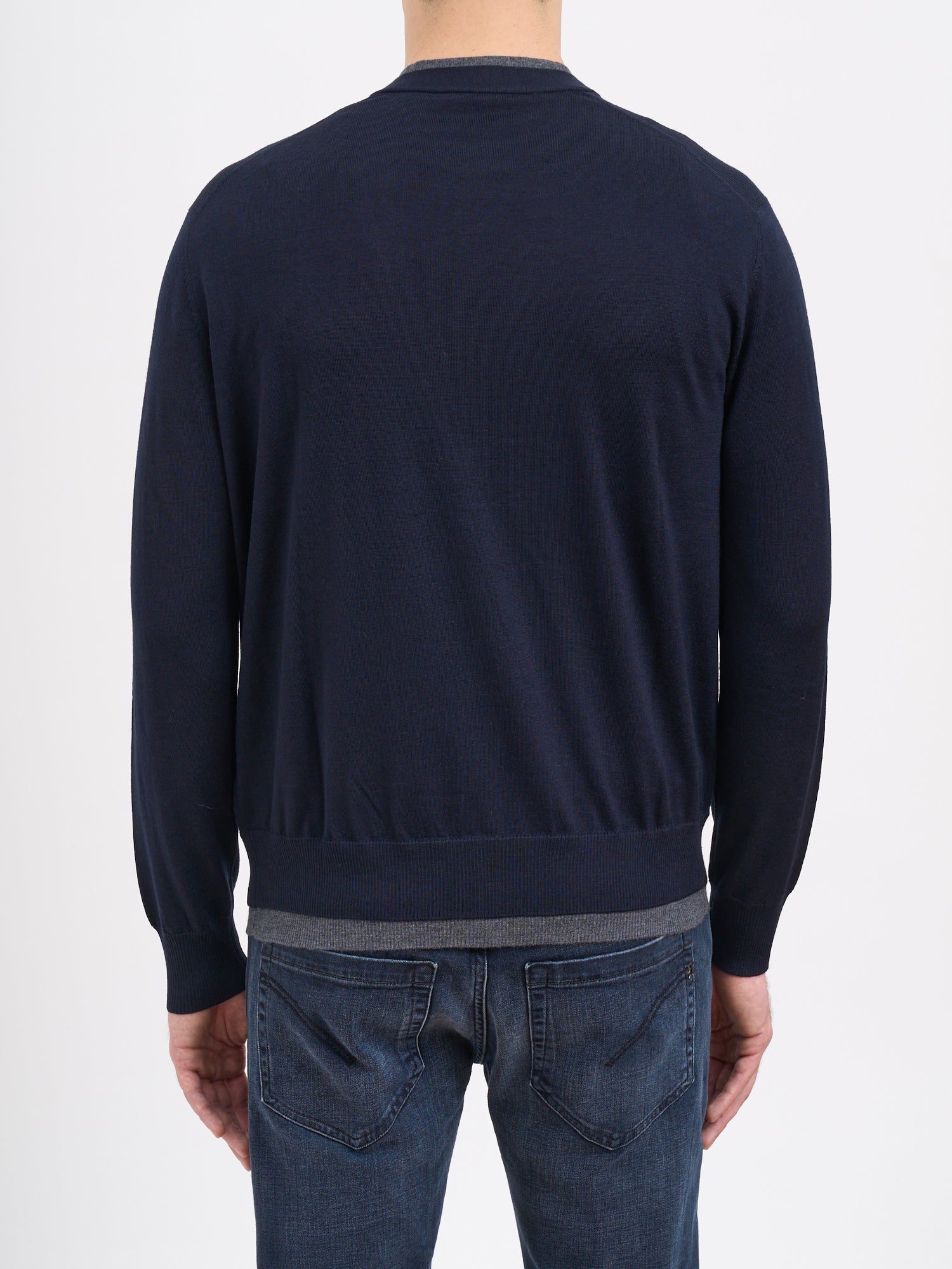 PAOLO PECORA Men's V-Neck Virgin Wool Cardigan - Size M