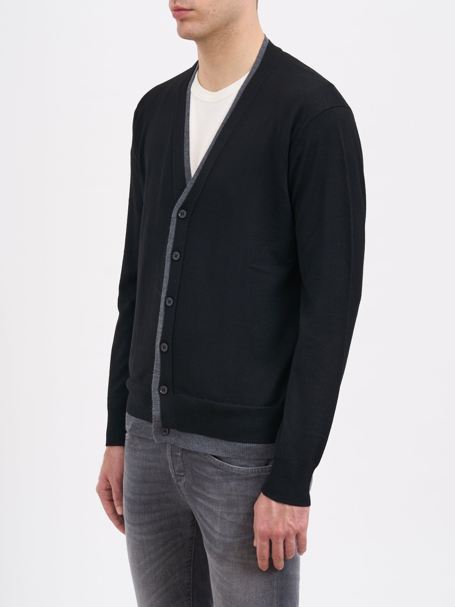 PAOLO PECORA Men's Virgin Wool Cardigan with Button Fastening - Size Available