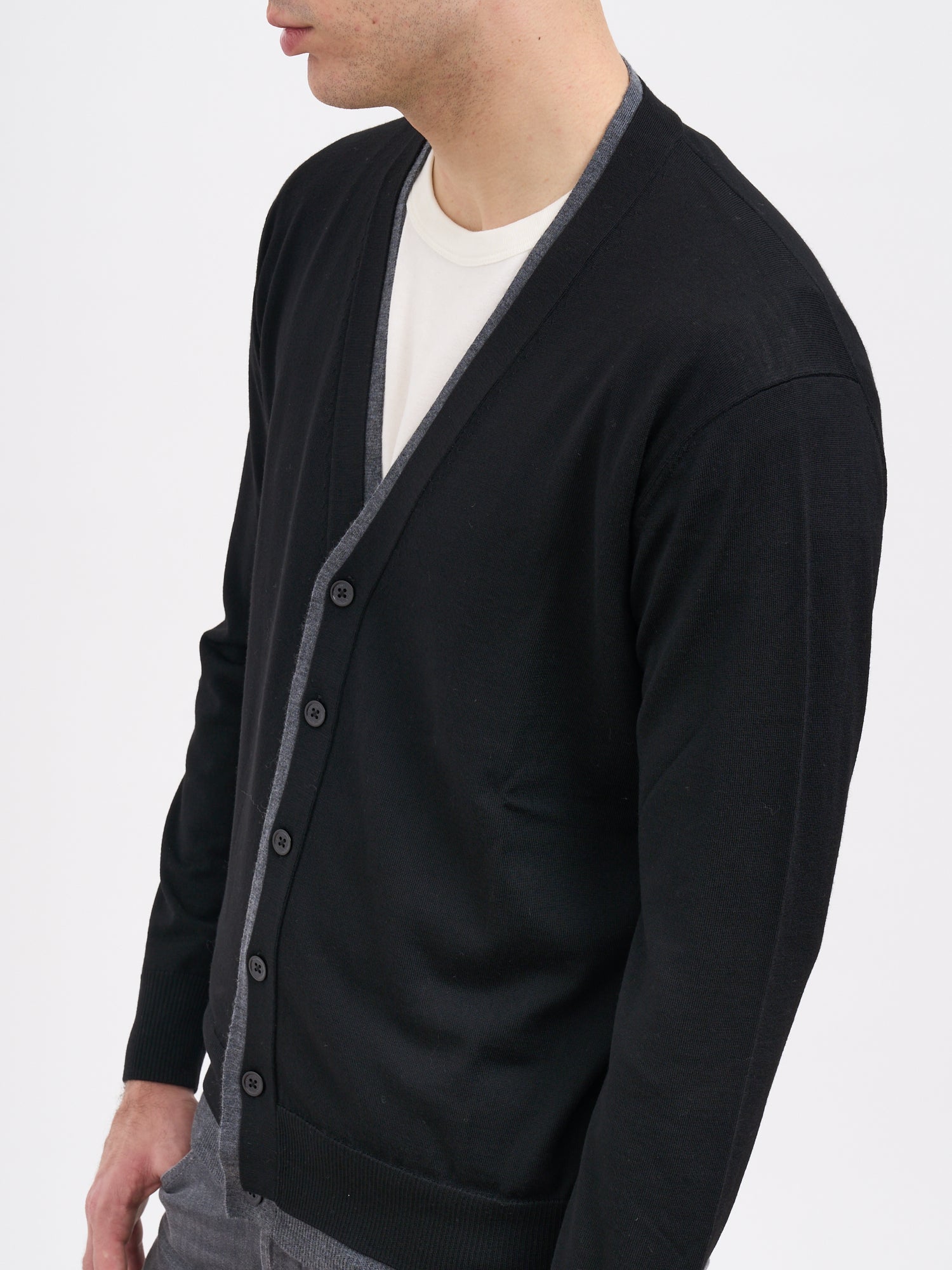 PAOLO PECORA Men's Virgin Wool Cardigan with Button Fastening - Size Available