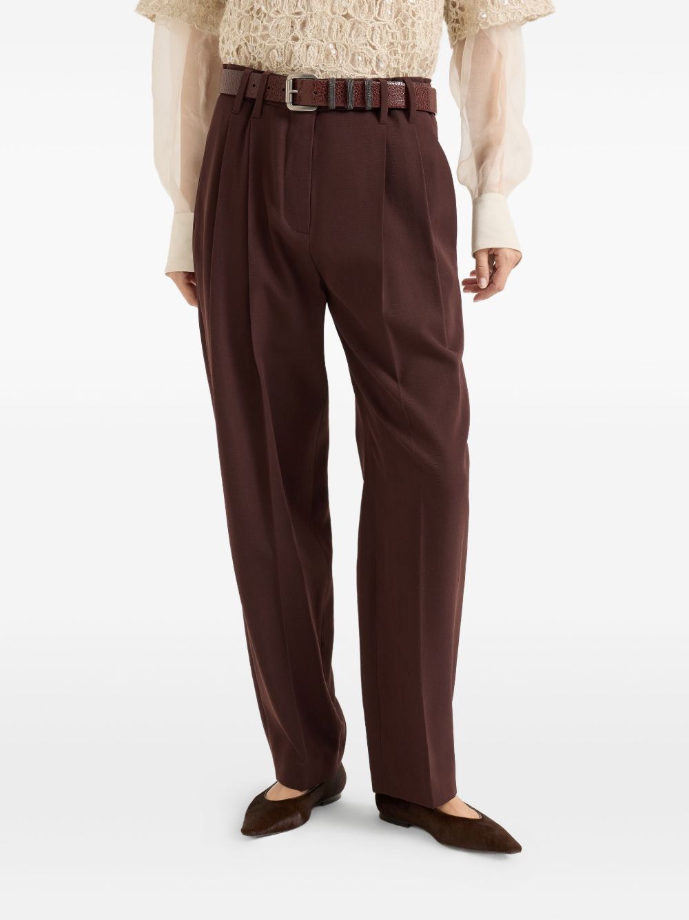 BRUNELLO CUCINELLI Elegant Pleated Wool Blend Trousers for Women