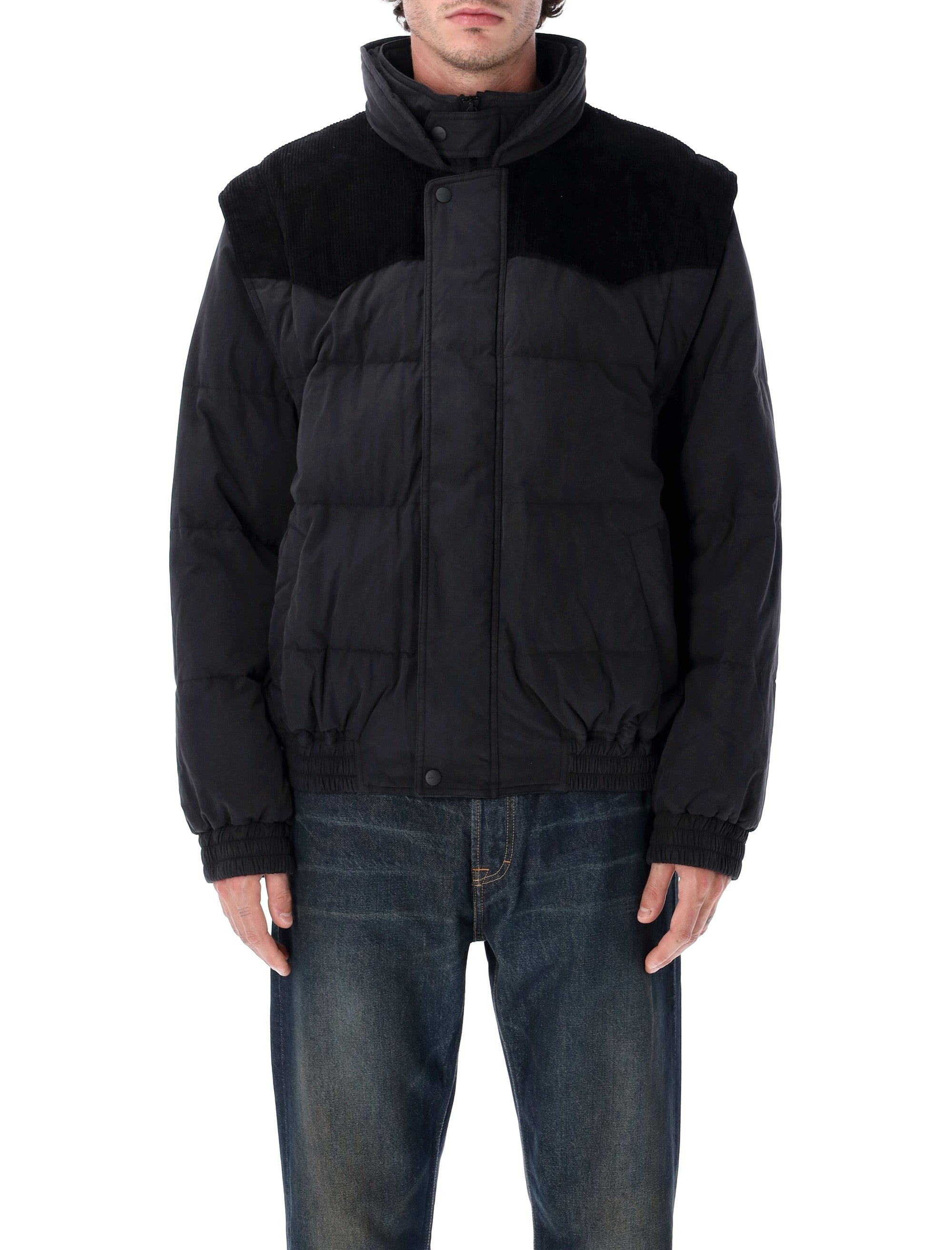 ISABEL MARANT Men's Short Puffer Jacket with Dual Collar and Removable Sleeves