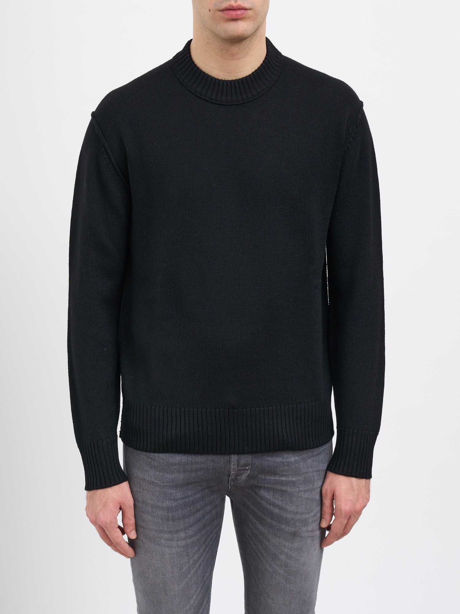 PAOLO PECORA Men's Crew Neck Wool Sweater - Medium Size