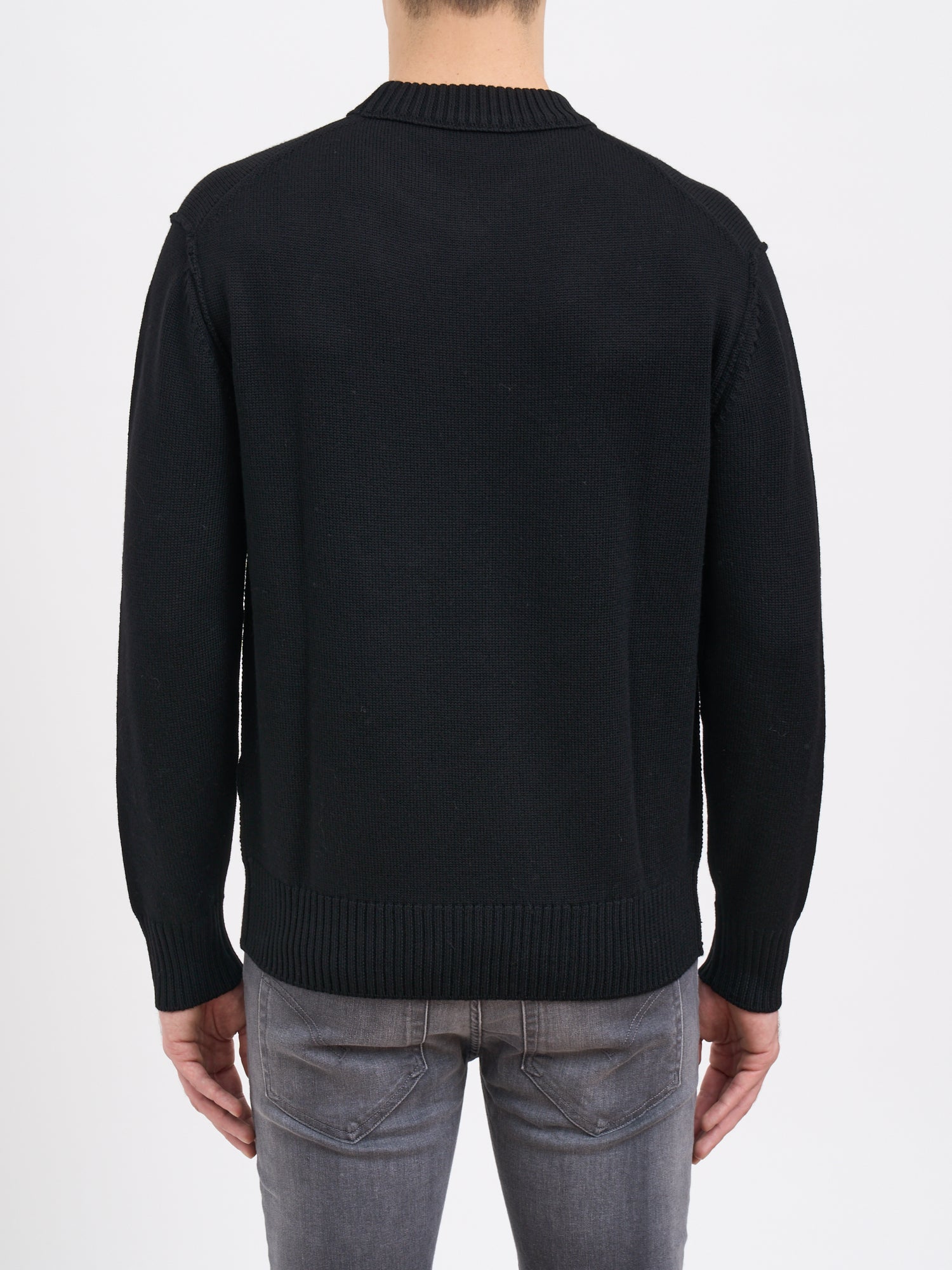 PAOLO PECORA Men's Crew Neck Wool Sweater - Medium Size