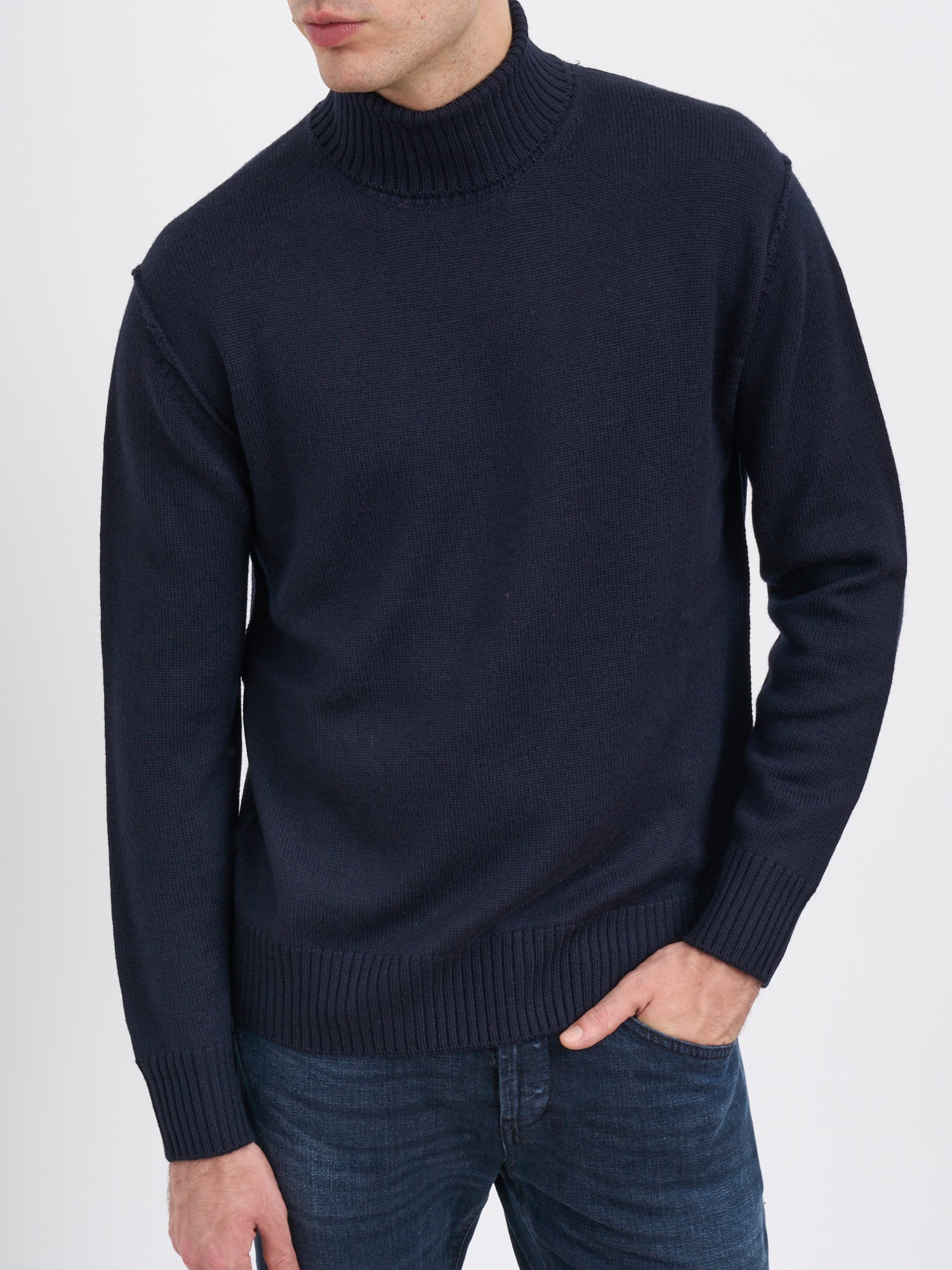 PAOLO PECORA Men's Wool High Neck Sweater - Medium Size