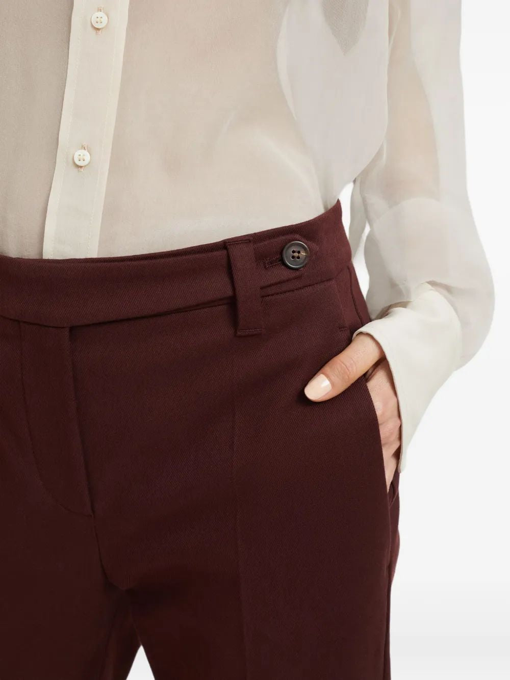 BRUNELLO CUCINELLI Stretch-Cotton Trousers with Button Fastening for Women