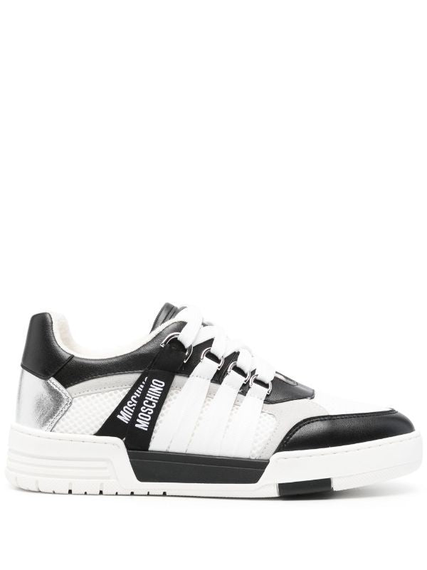 MOSCHINO COUTURE Logo-Tape Leather Sneakers for Women