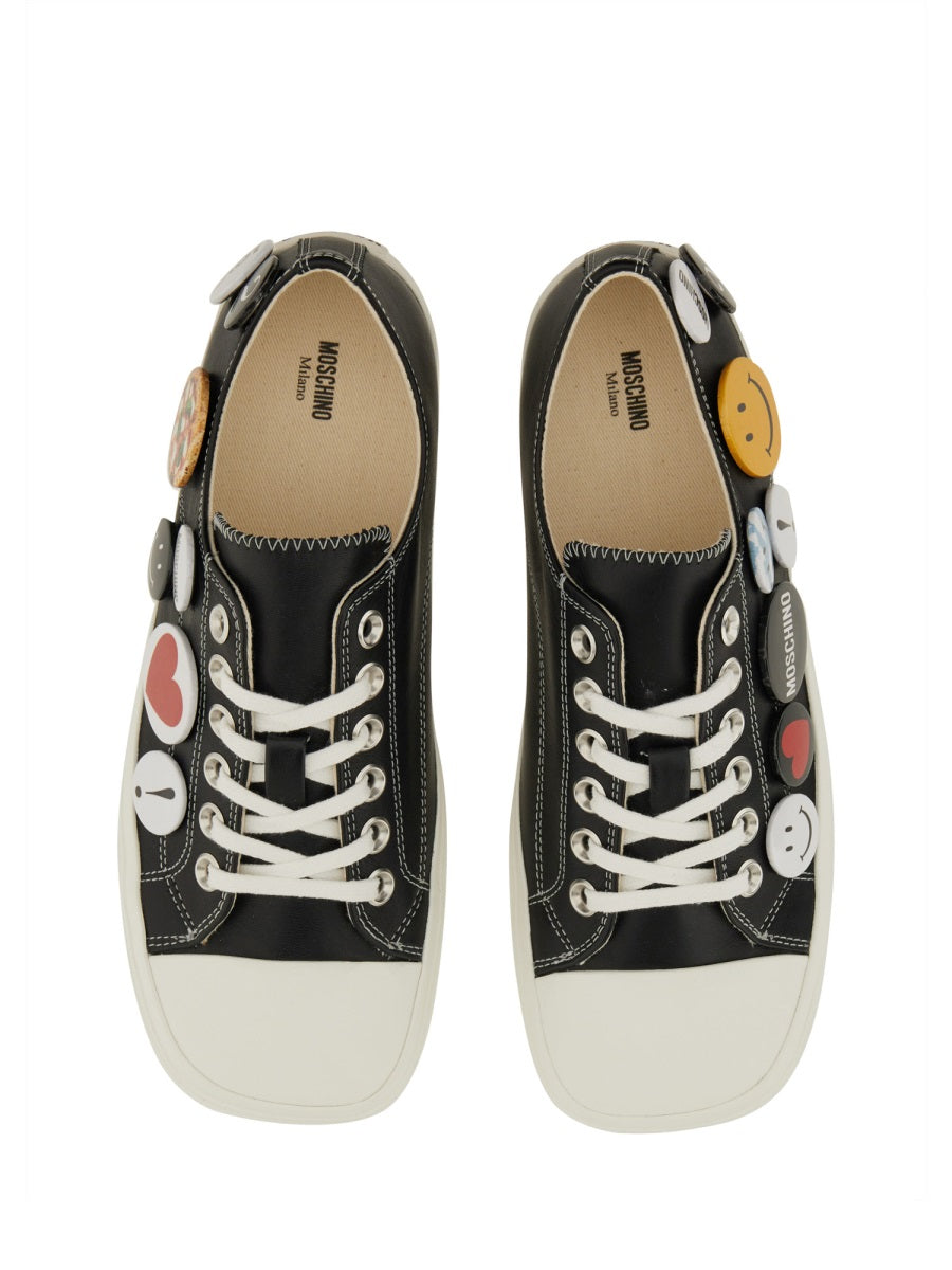 MOSCHINO COUTURE Pin Embellished Leather Sneakers for Women