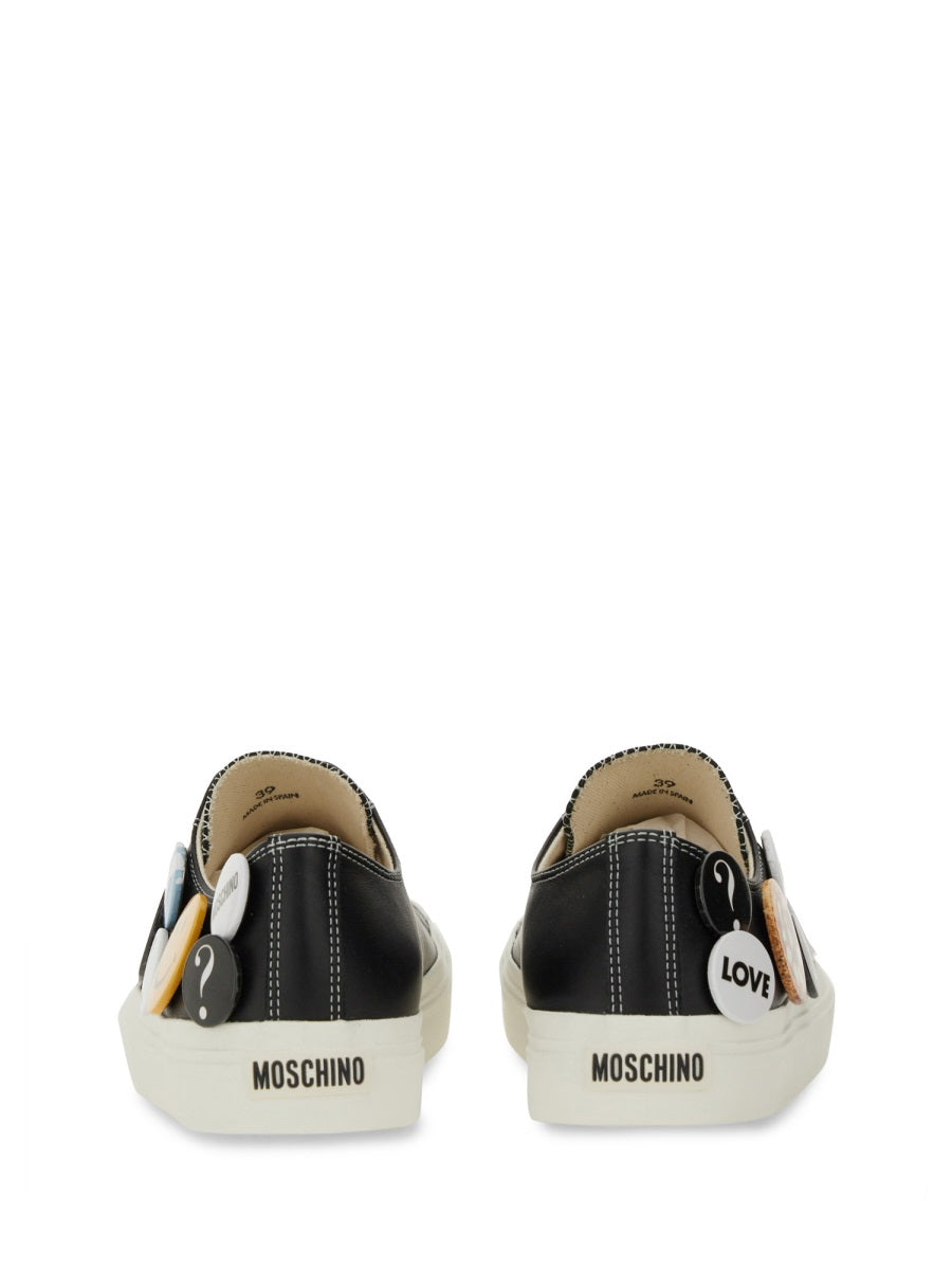 MOSCHINO COUTURE Pin Embellished Leather Sneakers for Women