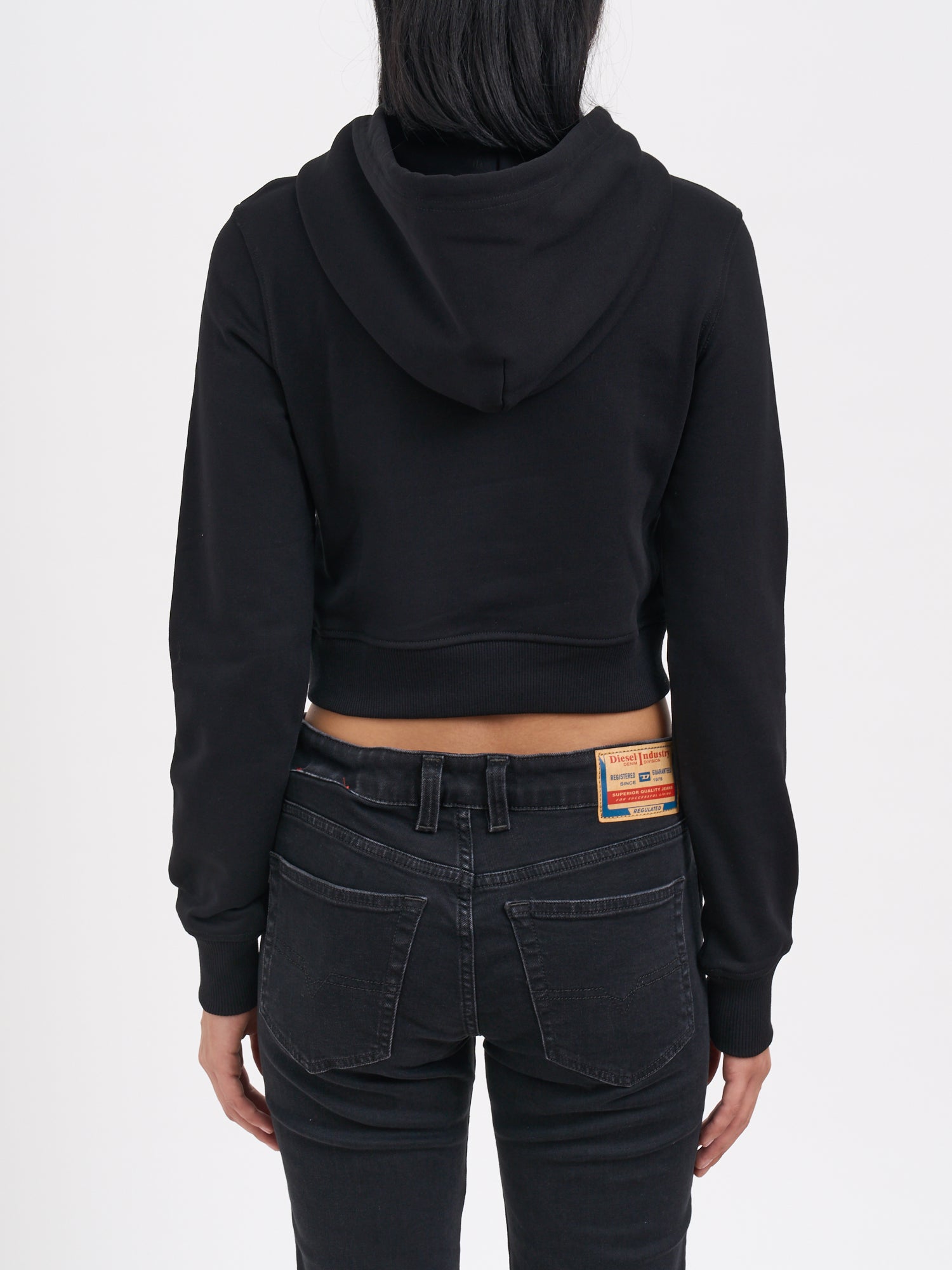 DIESEL Cropped Hoodie with Front Logo - Size S
