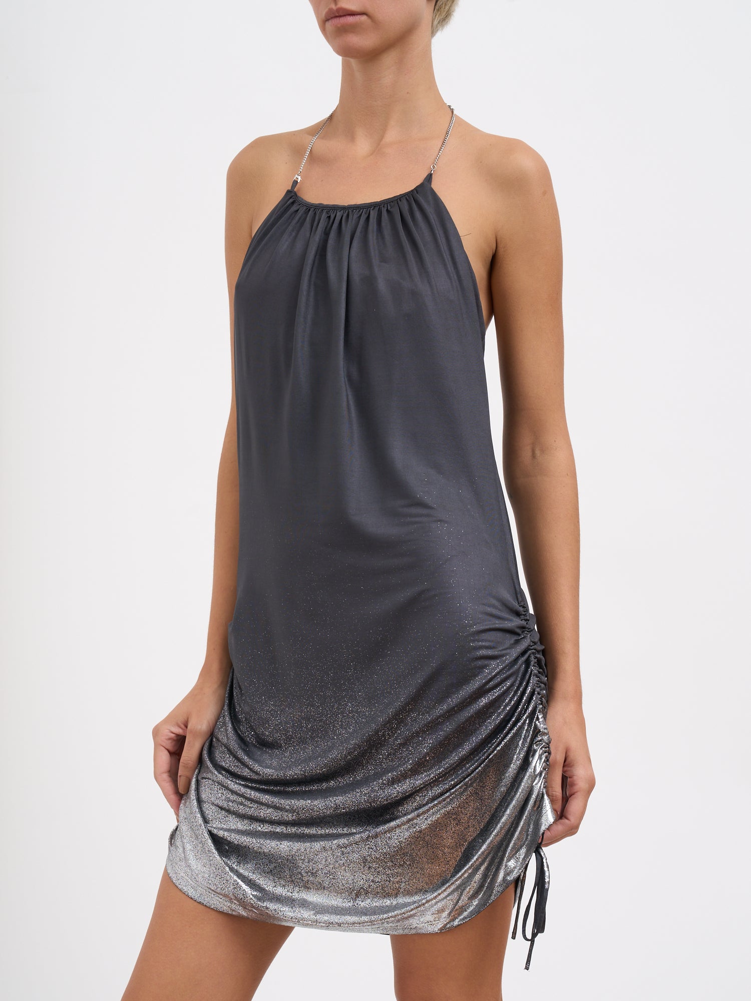 DIESEL Gathered Mini Dress with Open Back - Size S