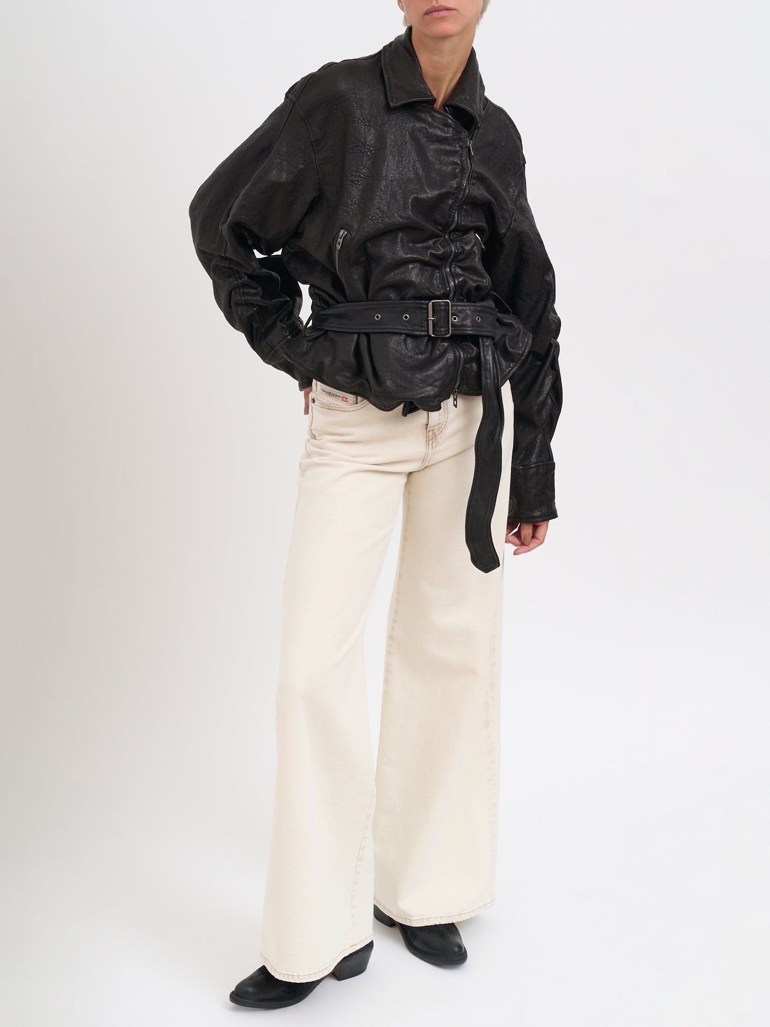 DIESEL Leather Motorcycle Jacket for Women - FW25 Collection