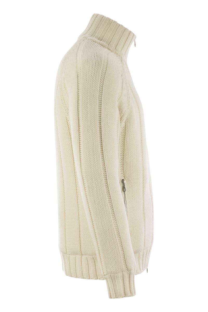 BRUNELLO CUCINELLI Cashmere Knit Down Jacket with Zip for Men