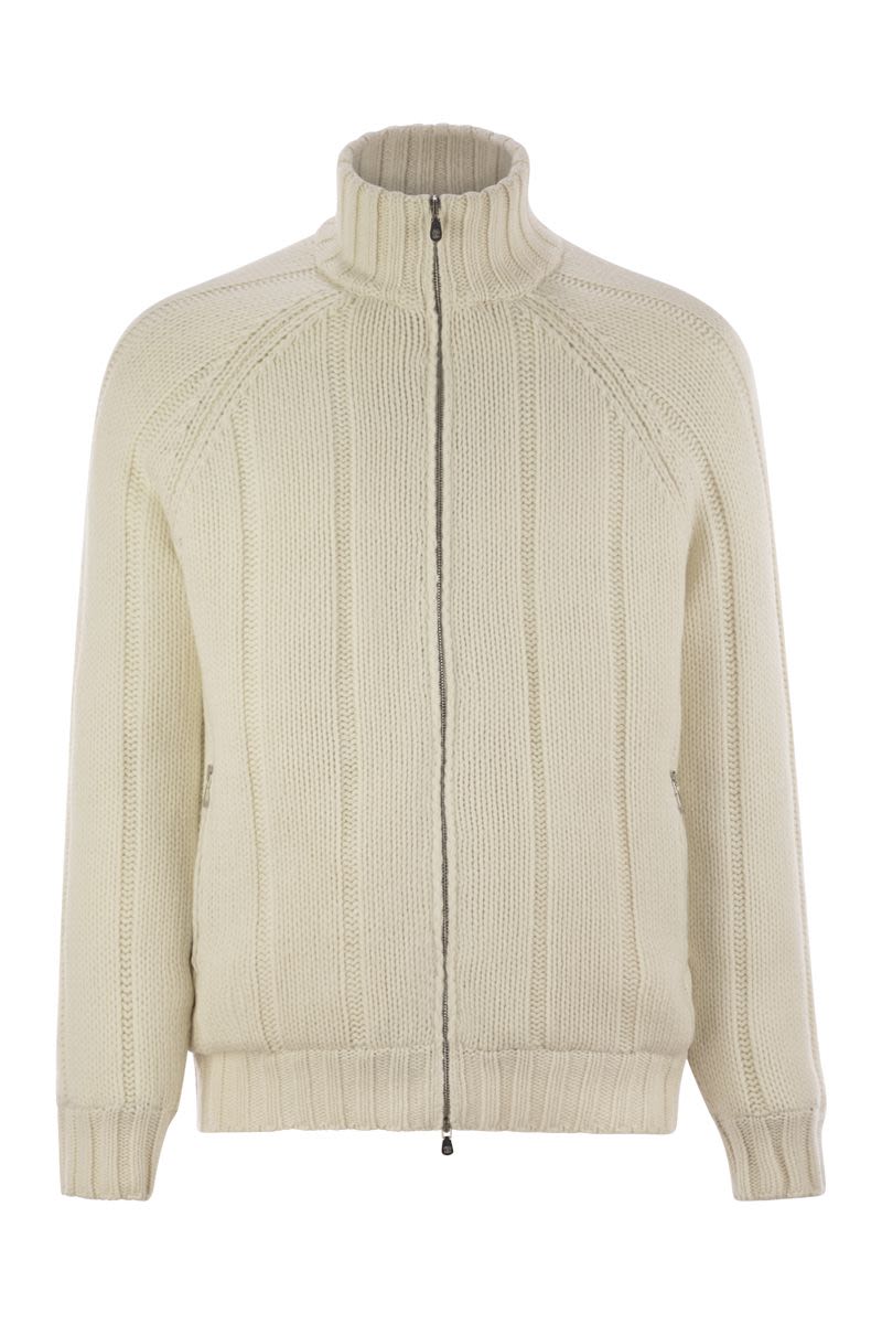 BRUNELLO CUCINELLI Cashmere Knit Down Jacket with Zip for Men