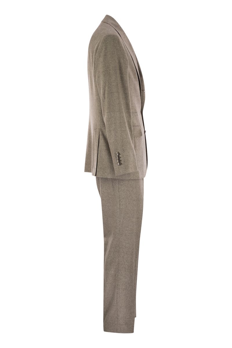 BRUNELLO CUCINELLI Prince of Wales Flannel Suit in Silk, Wool, and Cashmere