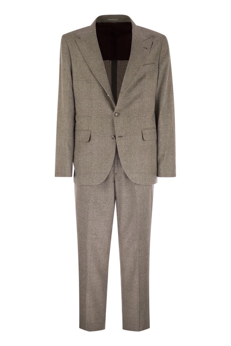 BRUNELLO CUCINELLI Prince of Wales Flannel Suit in Silk, Wool, and Cashmere