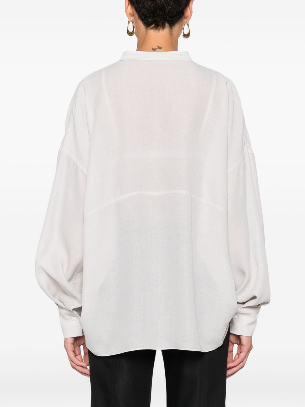 BRUNELLO CUCINELLI Women's Silk V-Neck Blouse with Long Sleeves