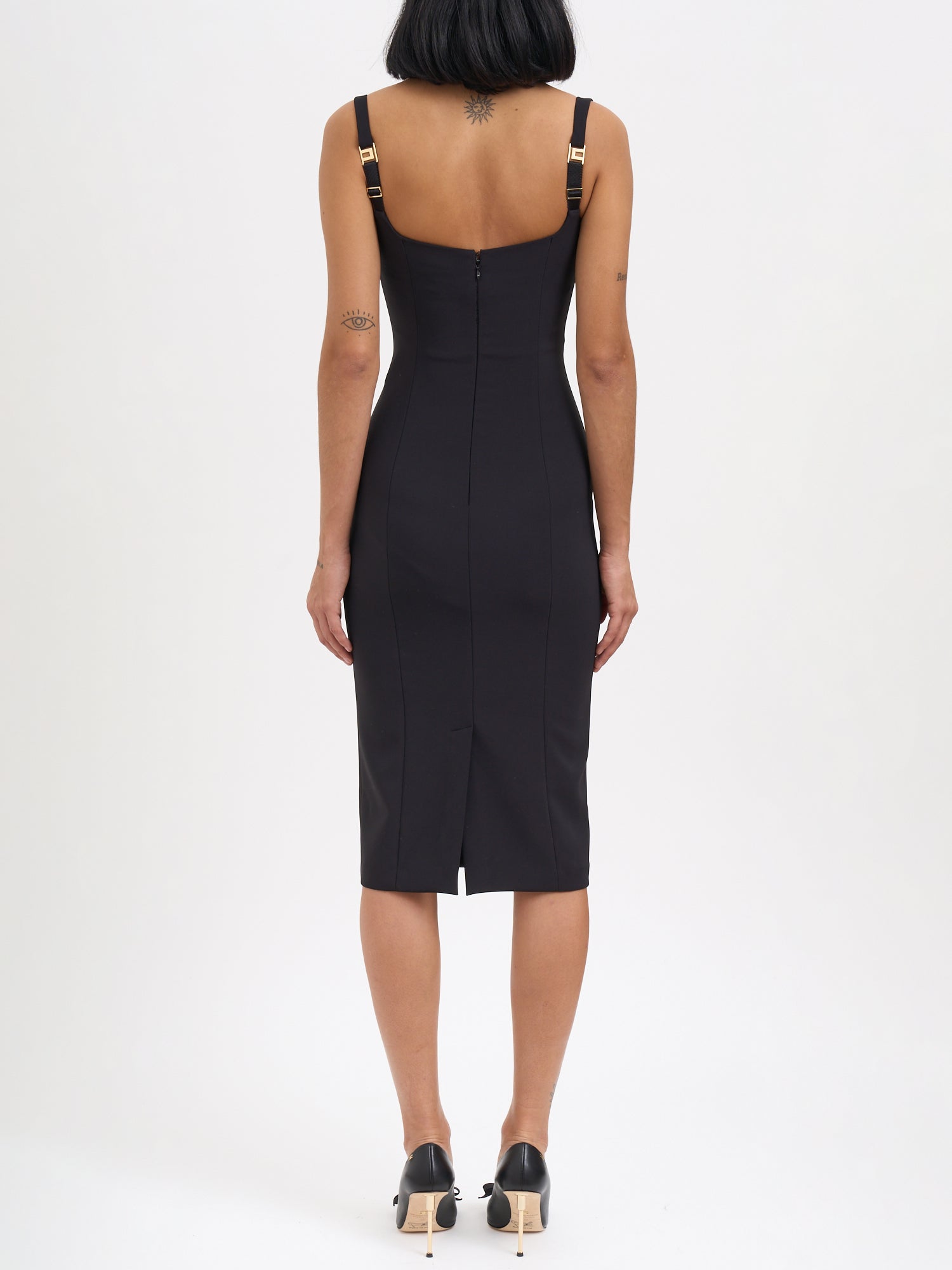 ELISABETTA FRANCHI Lightweight Mini Dress with Crystals and Adjustable Straps