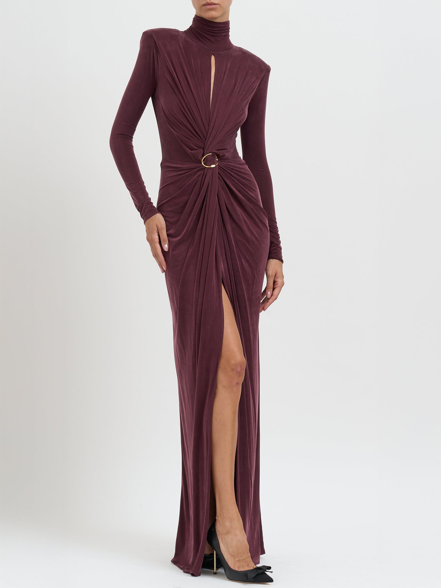 ELISABETTA FRANCHI Red Carpet Mini Dress with Draping - Size 40