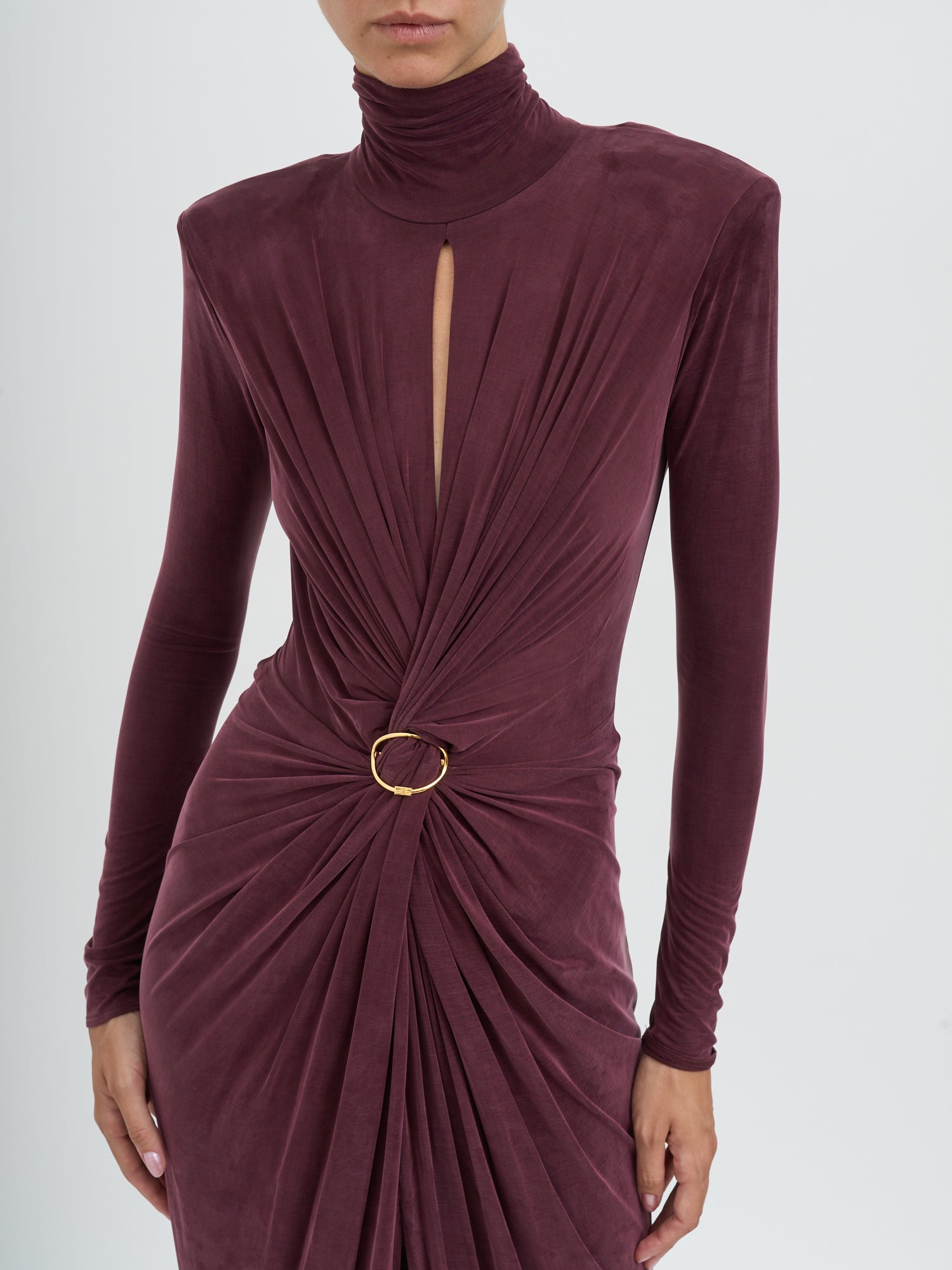 ELISABETTA FRANCHI Red Carpet Mini Dress with Draping - Size 40
