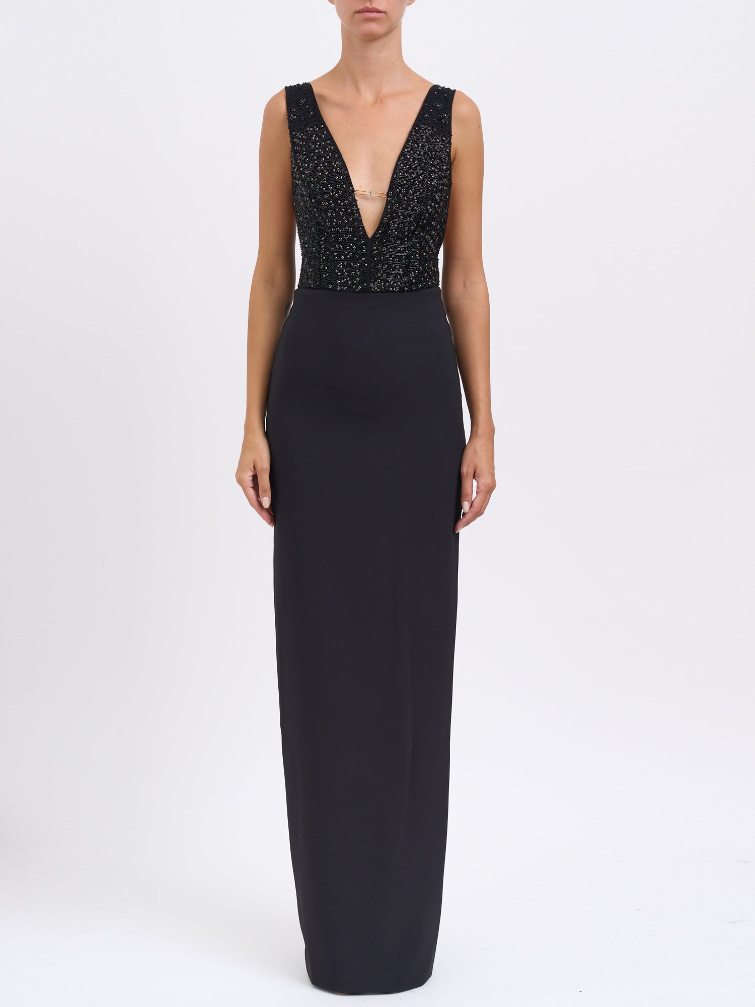 ELISABETTA FRANCHI Elegant Red Carpet Georgette Dress - Size 40