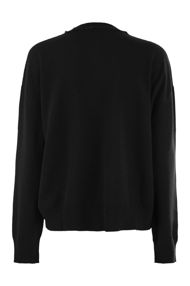 FABIANA FILIPPI V-Neck Sweater with Sequins - Women's Oversized Fit