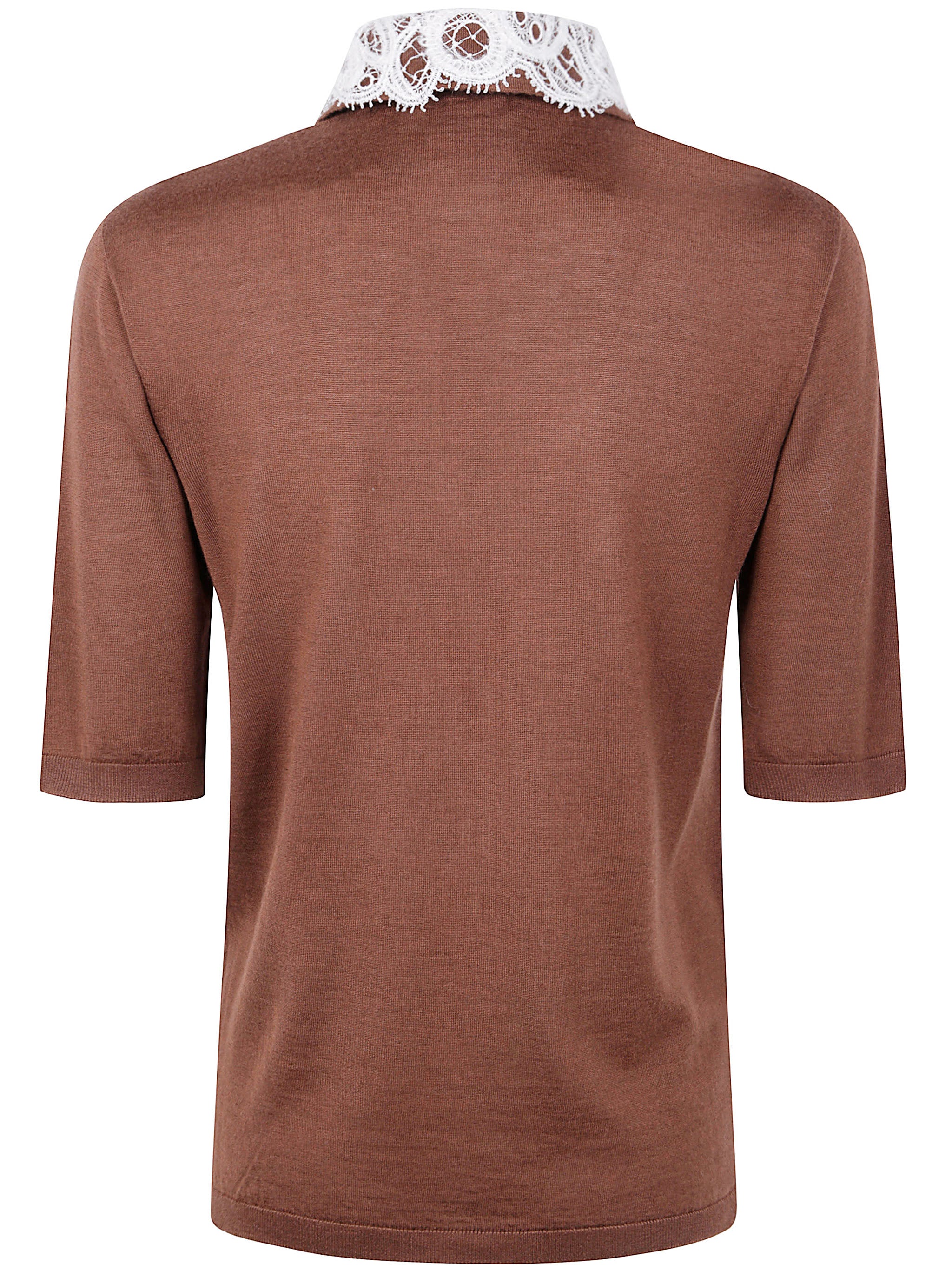 FABIANA FILIPPI Polo with Lace Collar and Pepita Detail