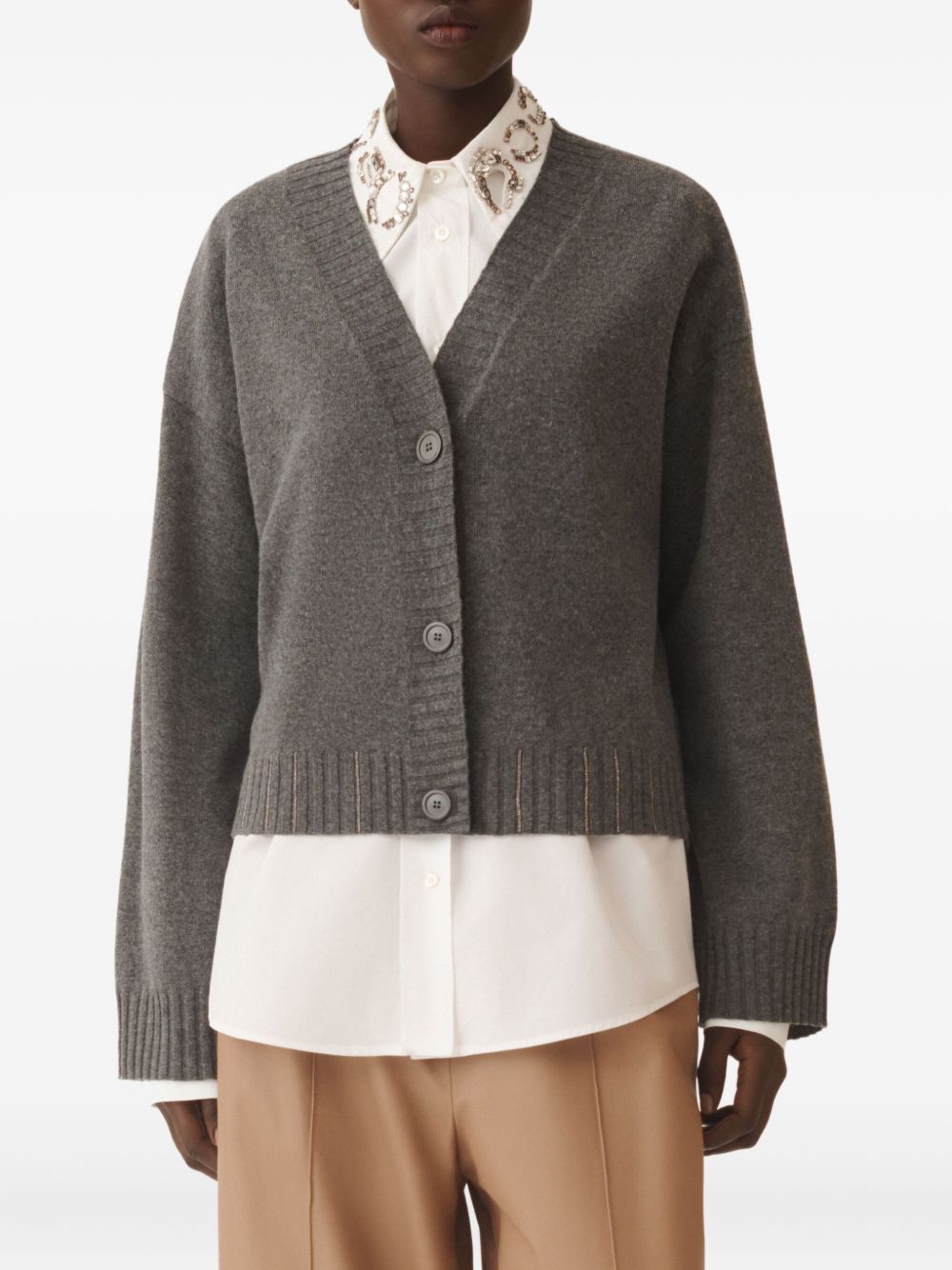 FABIANA FILIPPI Women's V-Neck Sweater with Front Button Fastening