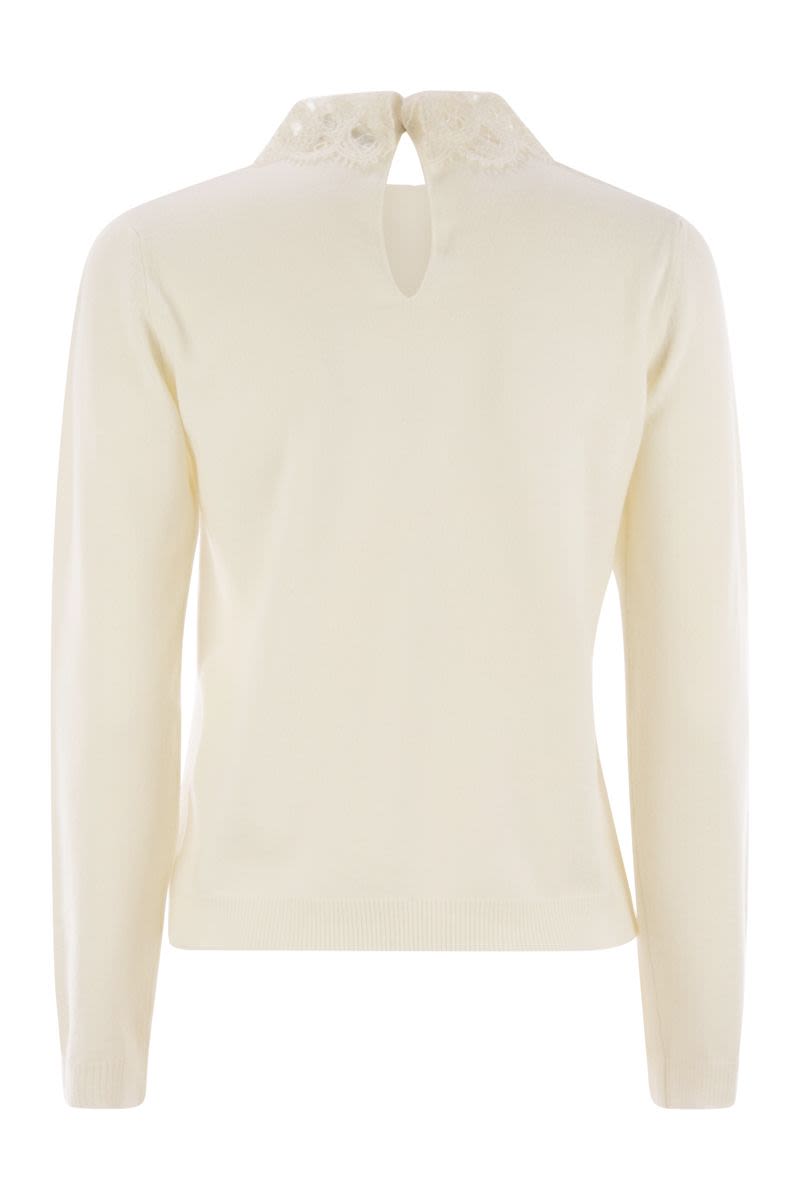 FABIANA FILIPPI Platinum T-Shirt with Macramé Lace