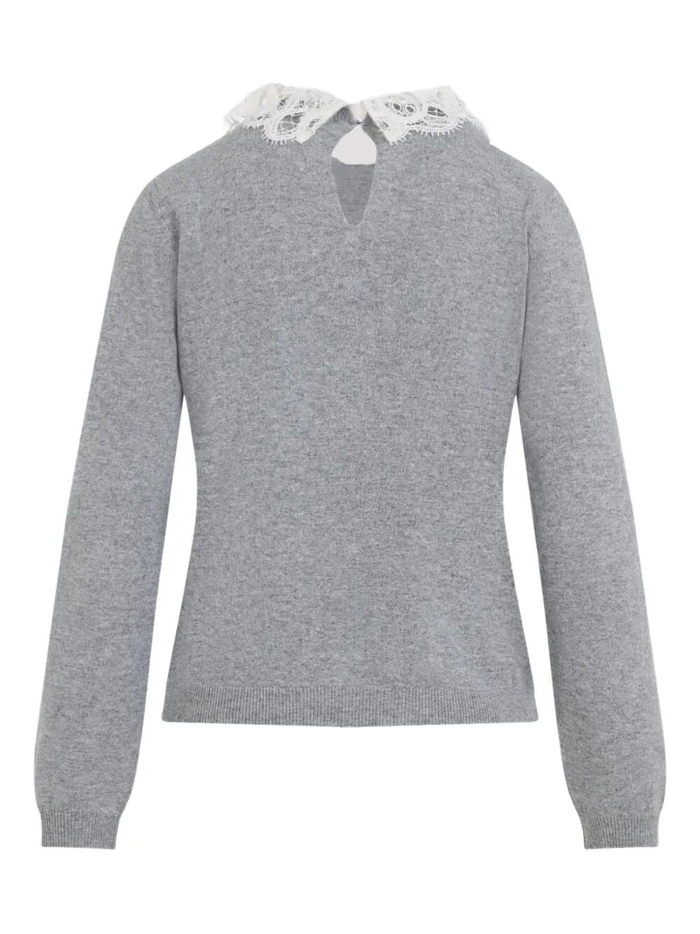 FABIANA FILIPPI Short Sleeve Sweater with Lace Collar and Pepita Detail