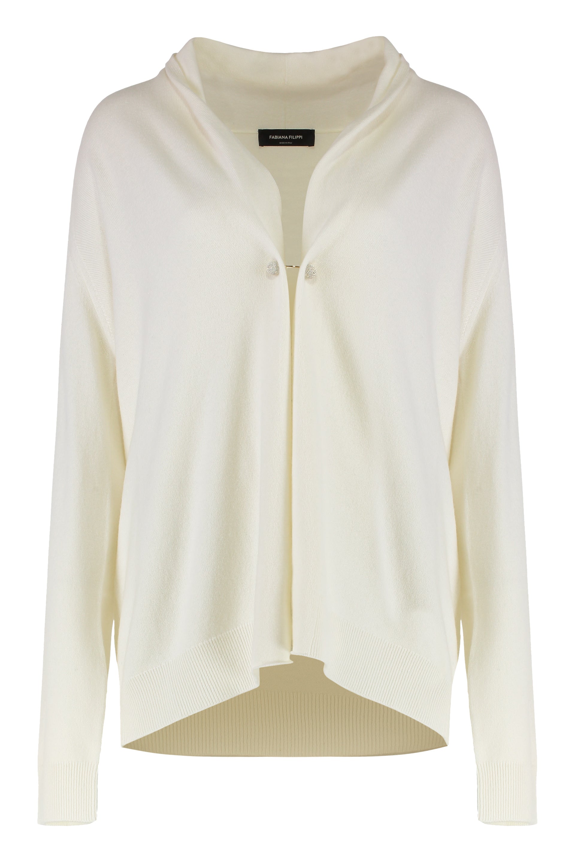 FABIANA FILIPPI Wool-Blend Cardigan with Embellished Appliqué