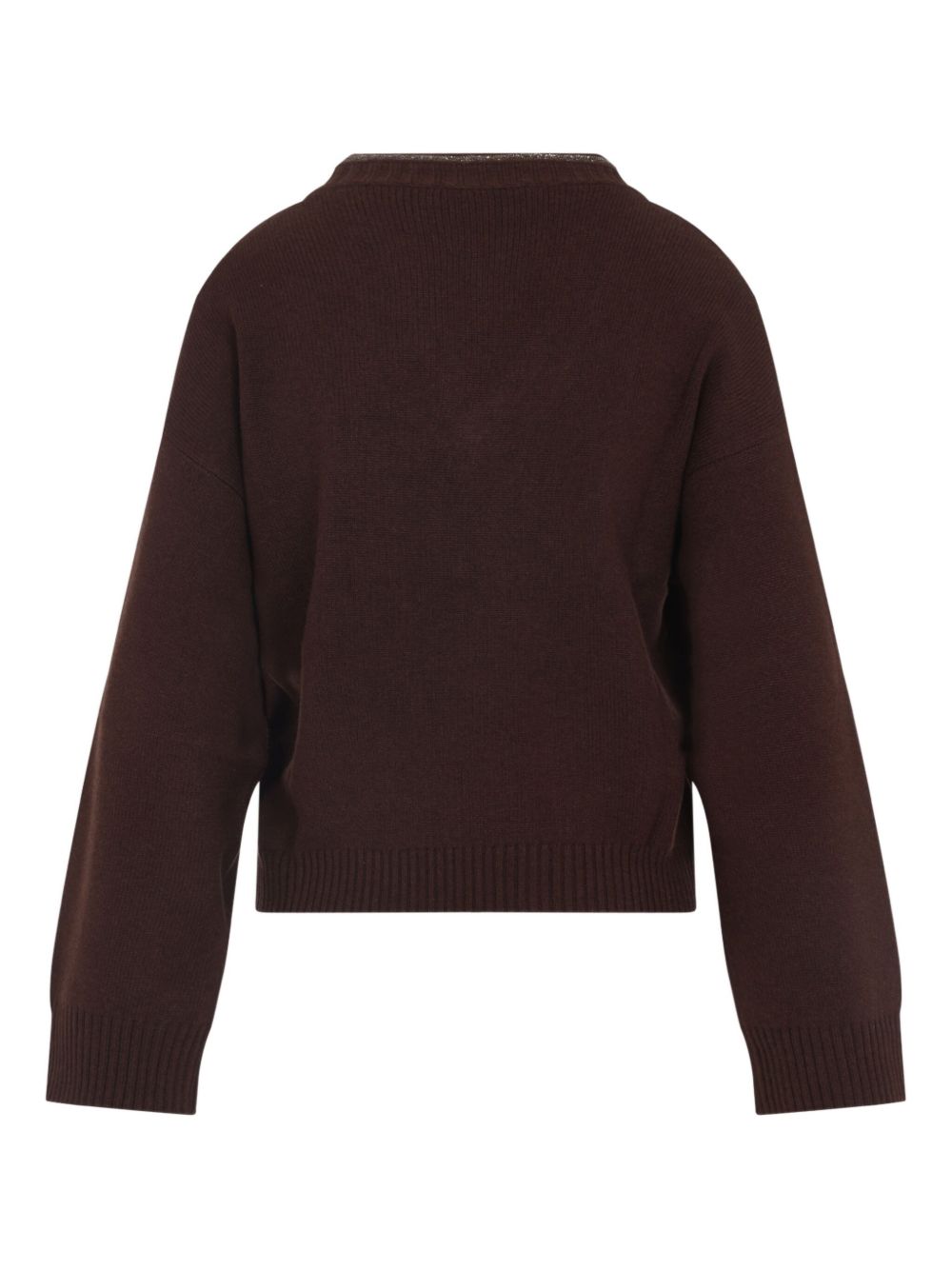 FABIANA FILIPPI Wool Knit Top with Metallic Trim and Wide Sleeves