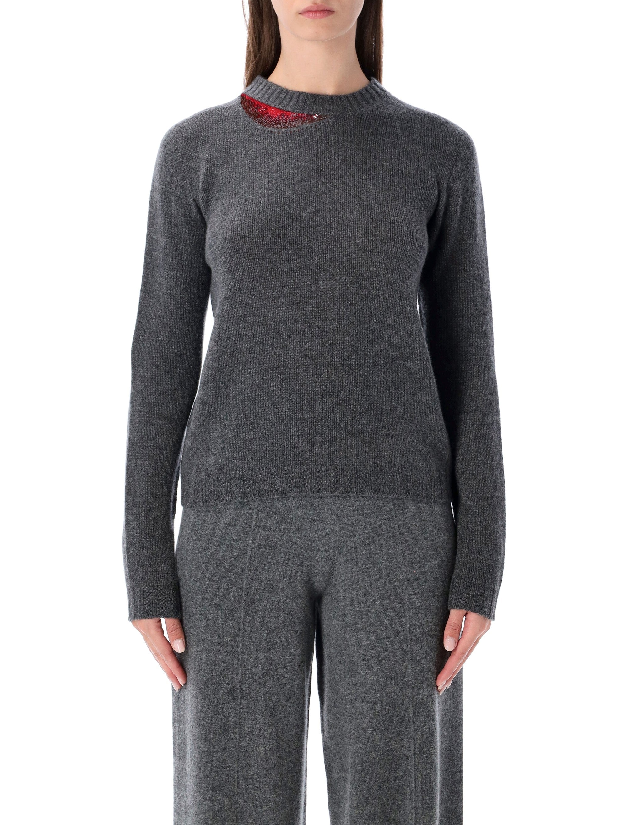 FABIANA FILIPPI Cashmere Sweater with Boat Neck and Sequin Detail - Size 40