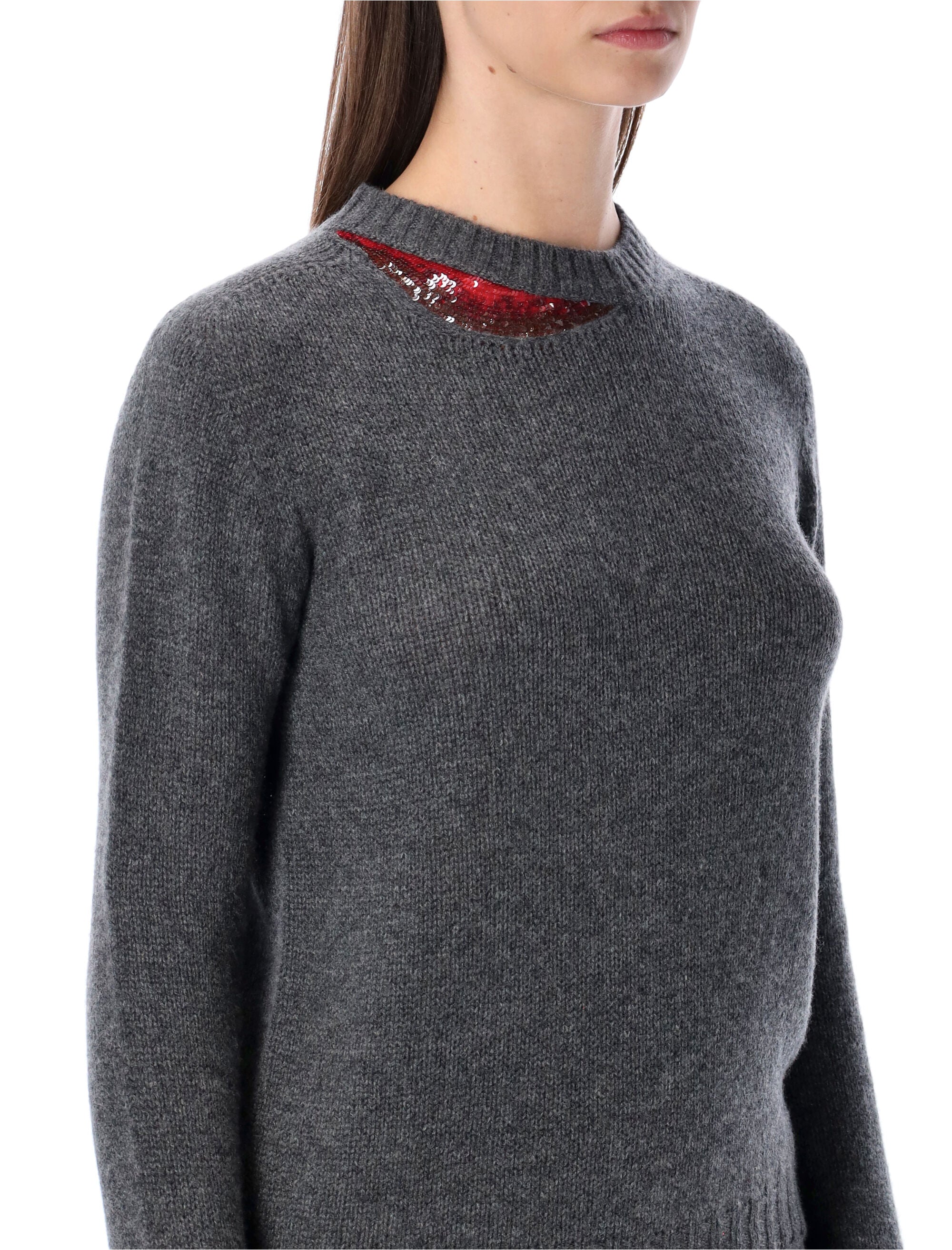 FABIANA FILIPPI Cashmere Sweater with Boat Neck and Sequin Detail - Size 40