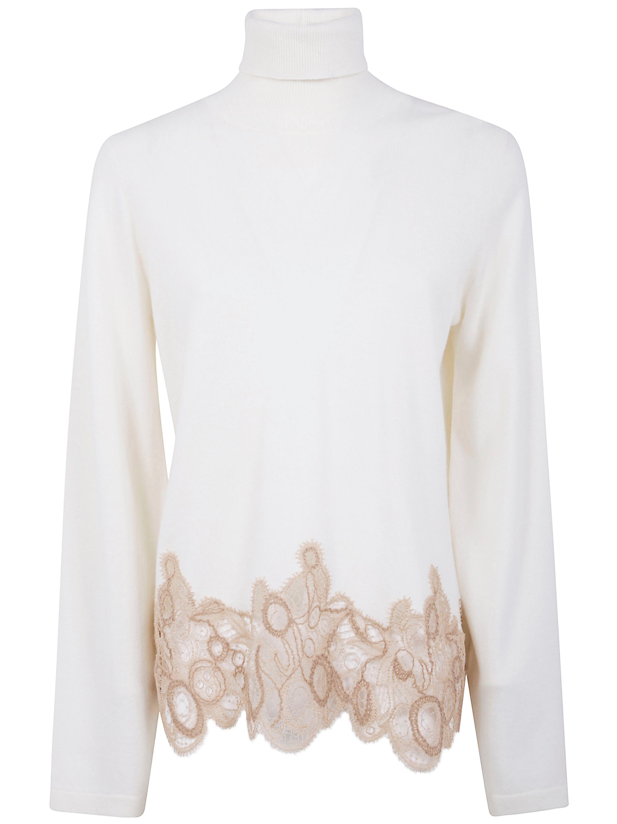 FABIANA FILIPPI Women's Turtle Neck Sweater with Lace Band