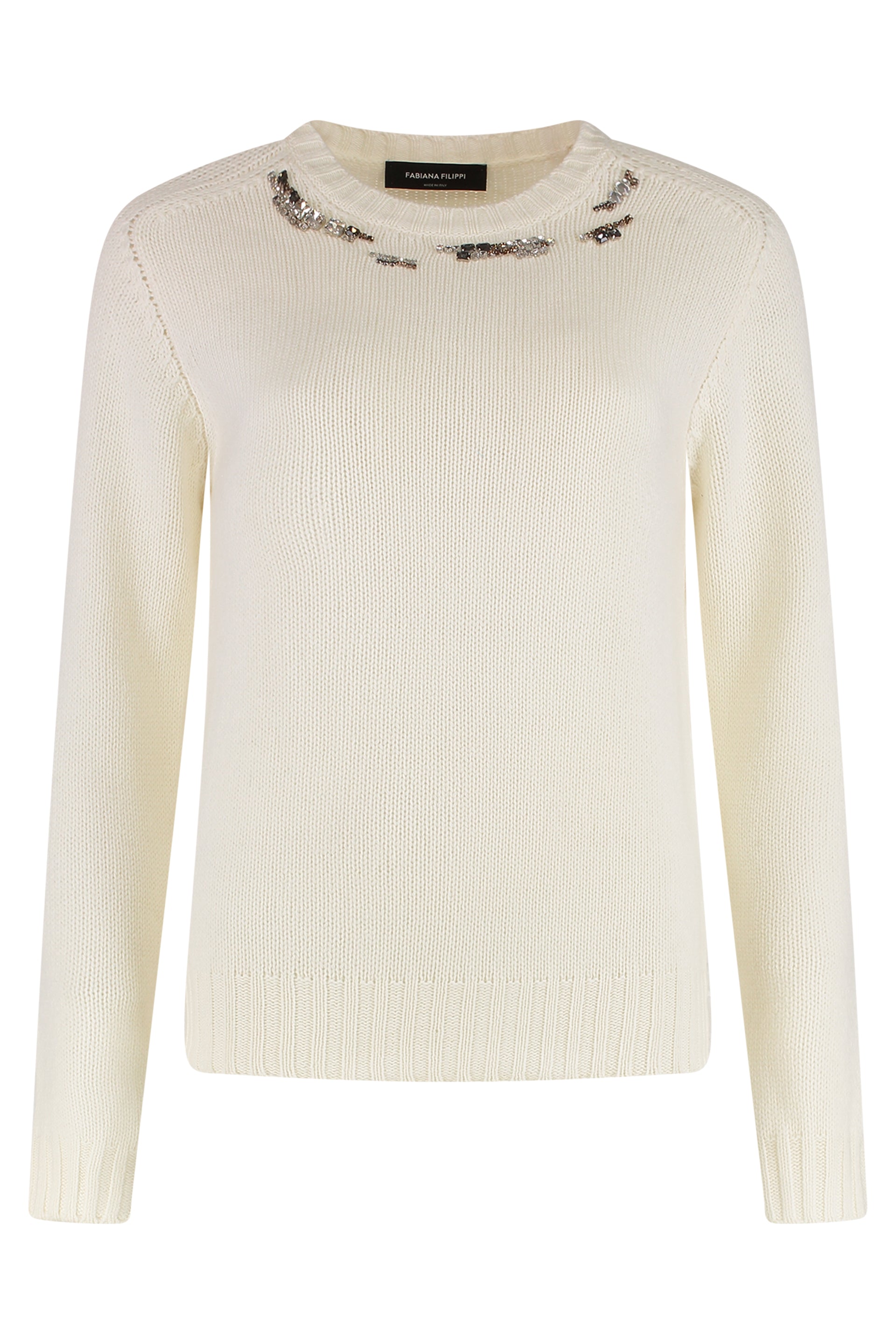 FABIANA FILIPPI Wool-Blend Crew-Neck Sweater with Stone Embellishment