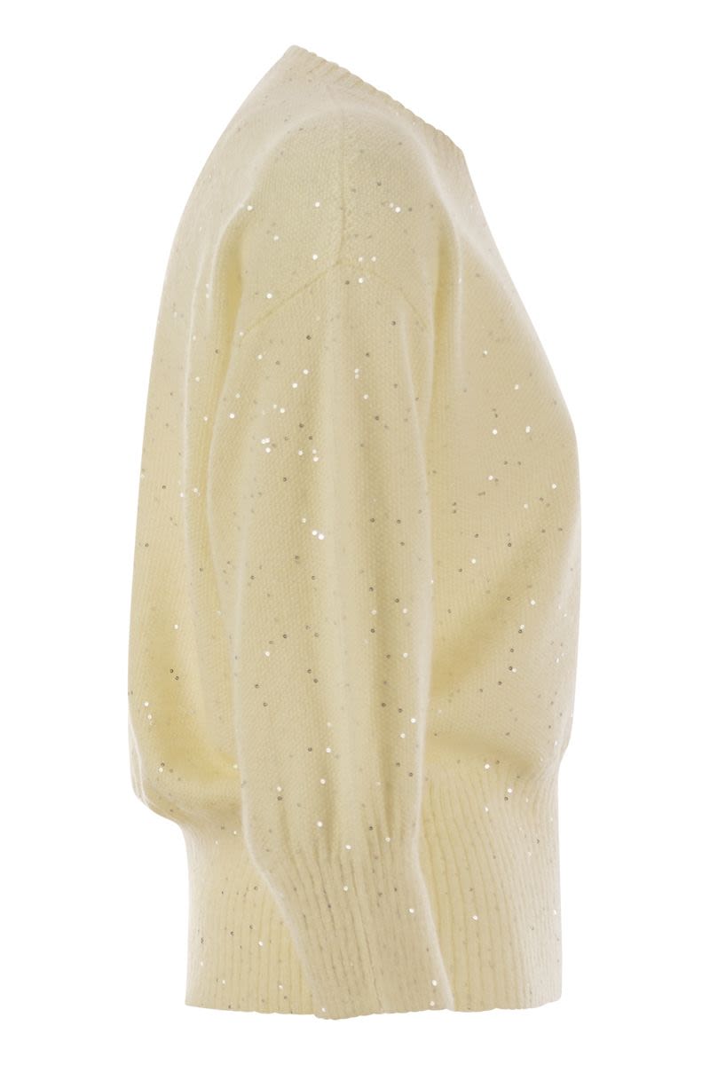 FABIANA FILIPPI Regular-Fit ¾-Sleeve Mohair Sweater with Micro Sequins